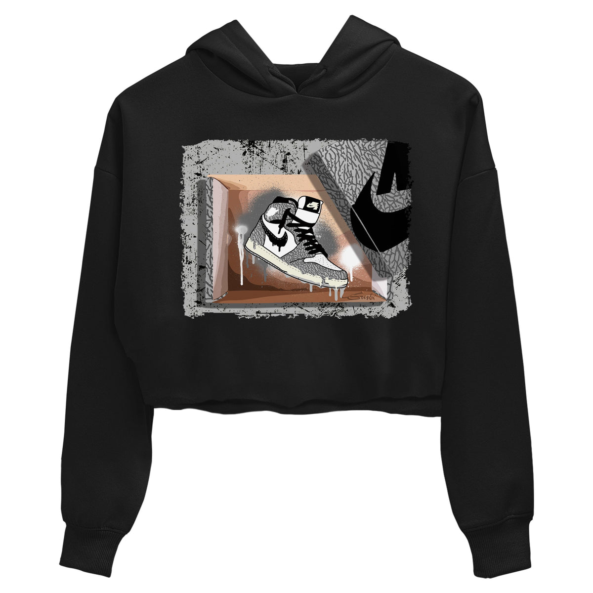 Jordan 1 White Cement Sneaker Matching T-Shirt New Kicks Sneaker Tees Jordan 1 White Cement Sneaker Release Tees Women's Shirts