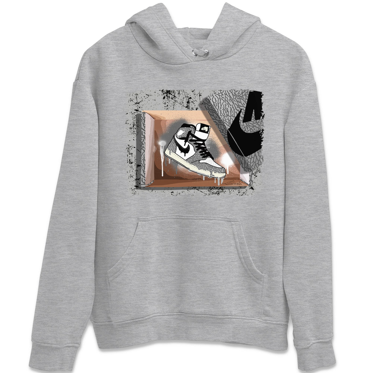 Jordan 1 White Cement Sneaker Matching T-Shirt New Kicks Sneaker Tees Jordan 1 White Cement Sneaker Release Tees Crew Neck Tees
