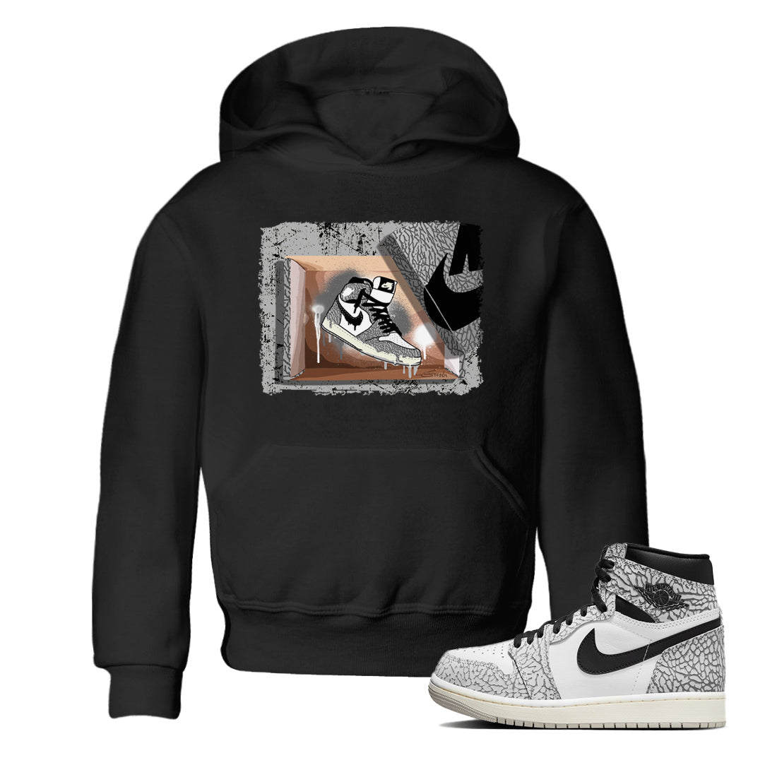Jordan 1 White Cement Sneaker Matching T-Shirt New Kicks Sneaker Tees Jordan 1 White Cement Sneaker Release Tees Kids Shirts