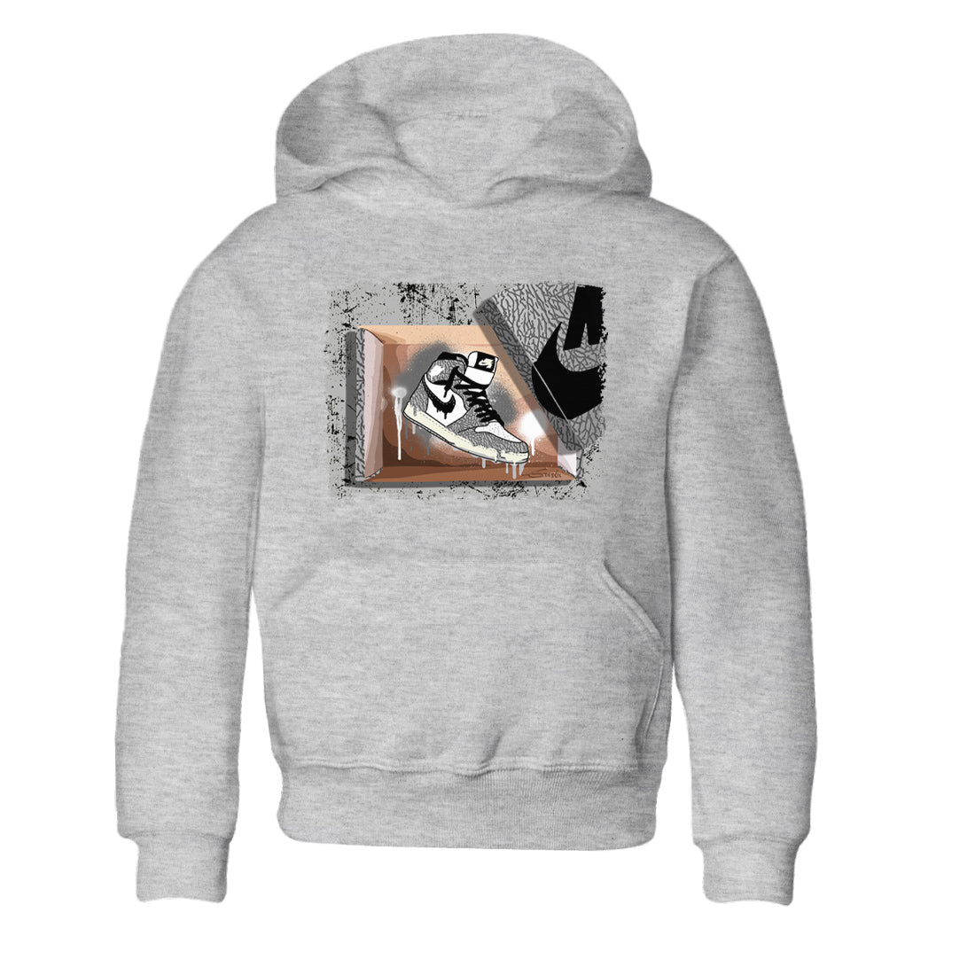 Jordan 1 White Cement Sneaker Matching T-Shirt New Kicks Sneaker Tees Jordan 1 White Cement Sneaker Release Tees Kids Shirts