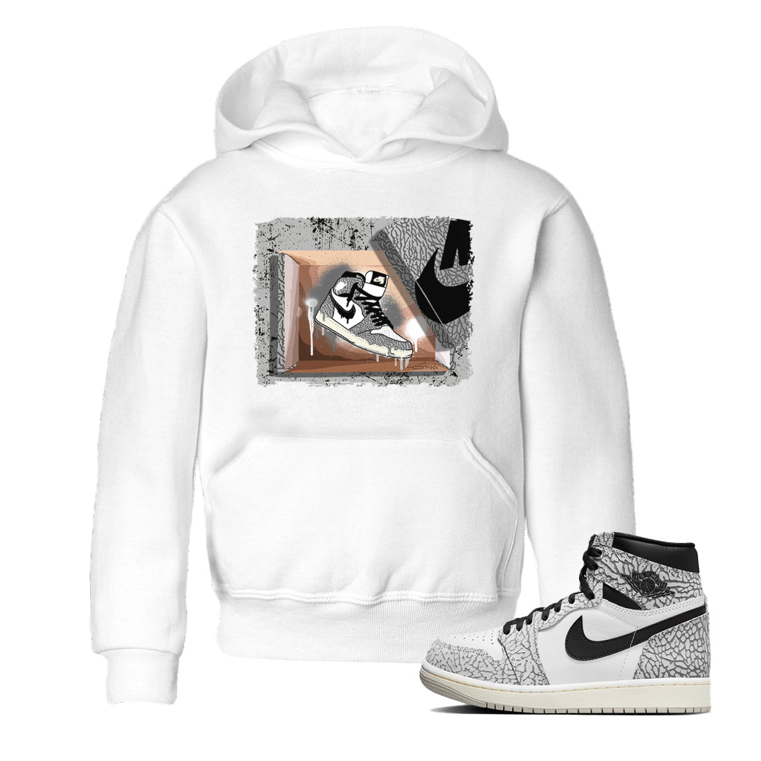 Jordan 1 White Cement Sneaker Matching T-Shirt New Kicks Sneaker Tees Jordan 1 White Cement Sneaker Release Tees Kids Shirts