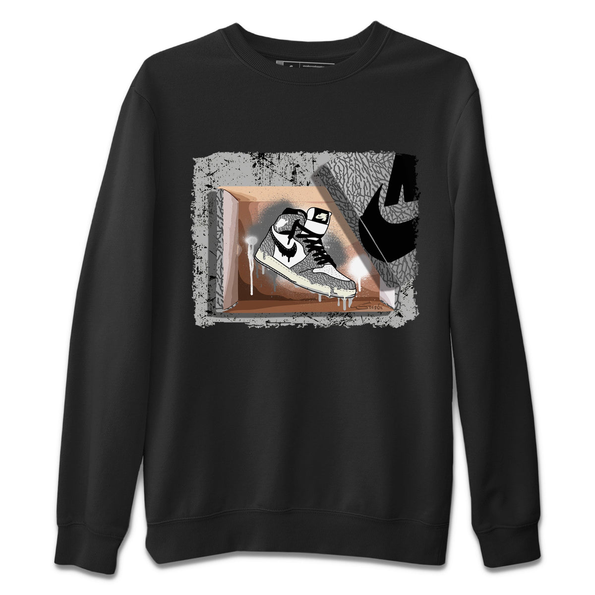 Jordan 1 White Cement Sneaker Matching T-Shirt New Kicks Sneaker Tees Jordan 1 White Cement Sneaker Release Tees Crew Neck Tees