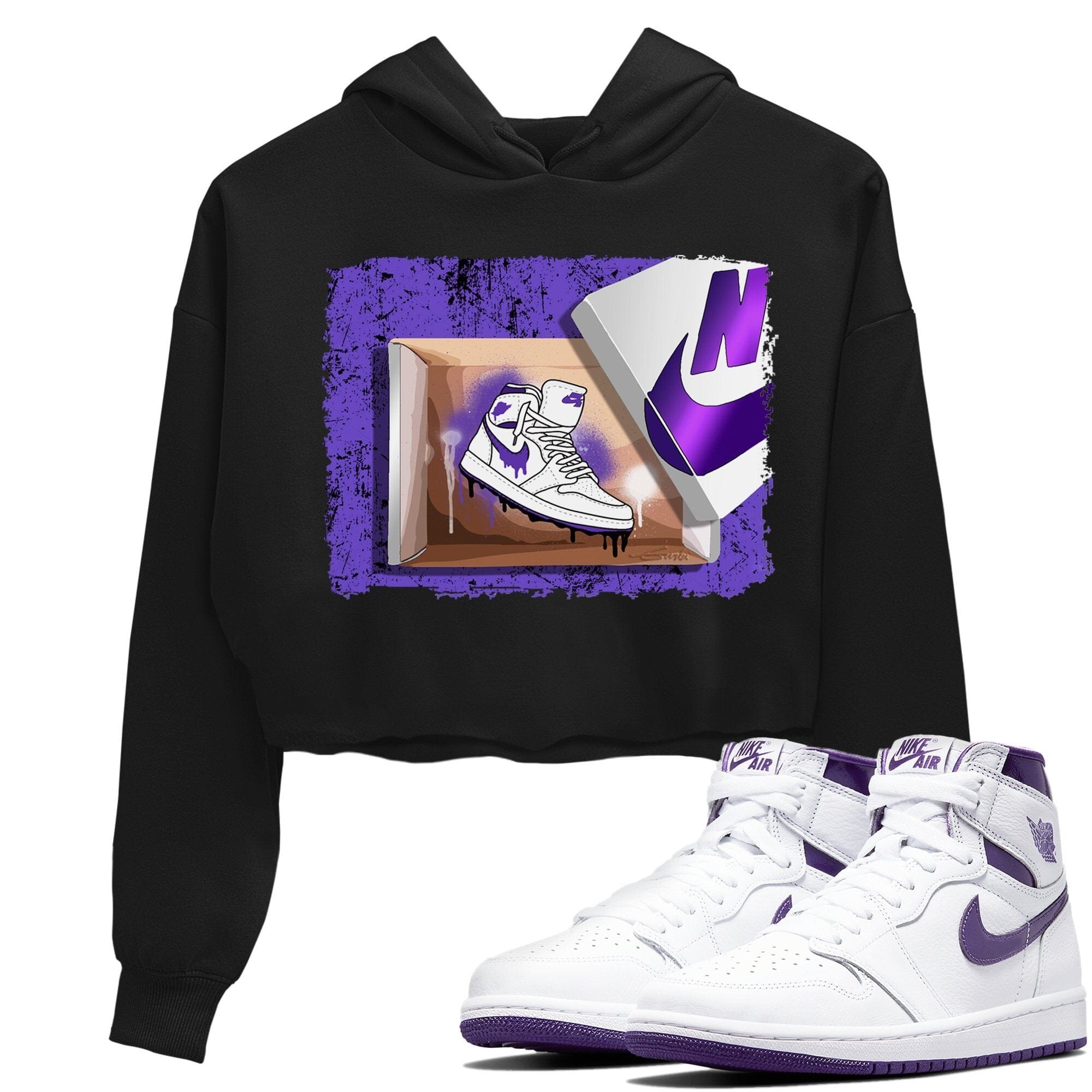 Jordan 1 WMNS Court Purple Sneaker Matching T-Shirt New Kicks Sneaker Tees Jordan 1 WMNS Court Purple Sneaker Release Tees Women's Shirts