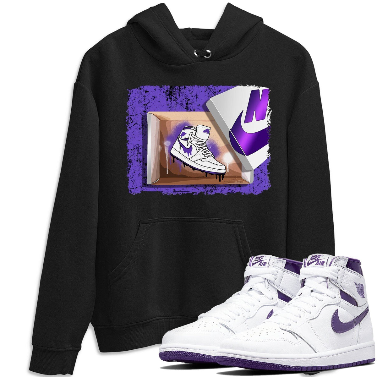 Jordan 1 WMNS Court Purple Shirt To Match Jordans New Kicks Sneaker Tees Jordan 1 WMNS Court Purple Drip Gear Zone Sneaker Matching Clothing Unisex Shirts