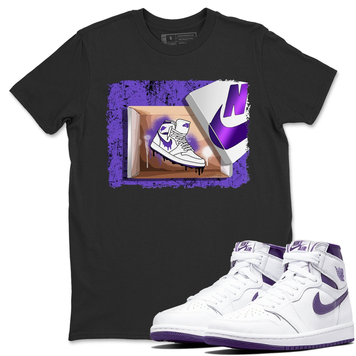 Jordan 1 WMNS Court Purple Shirt To Match Jordans New Kicks Sneaker Tees Jordan 1 WMNS Court Purple Drip Gear Zone Sneaker Matching Clothing Unisex Shirts