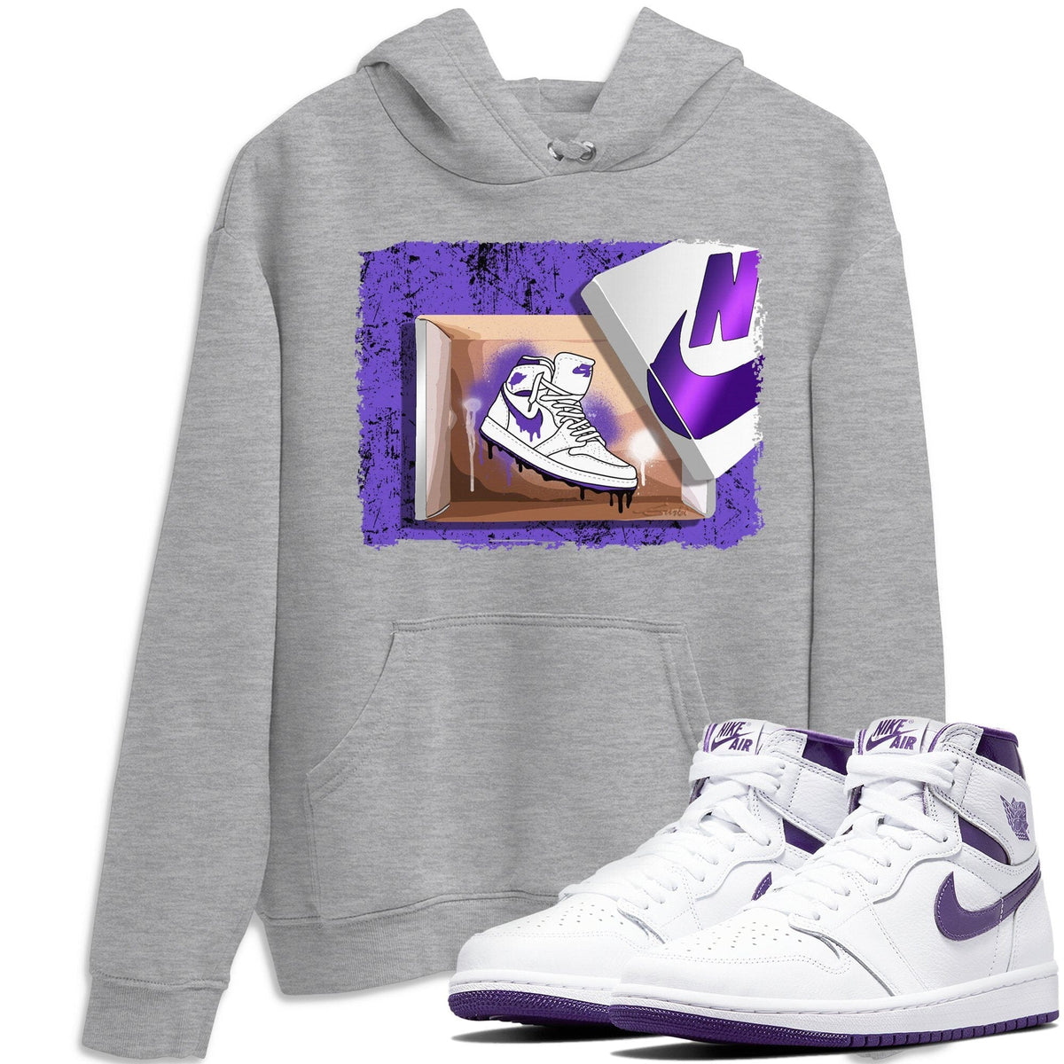 Jordan 1 WMNS Court Purple Shirt To Match Jordans New Kicks Sneaker Tees Jordan 1 WMNS Court Purple Drip Gear Zone Sneaker Matching Clothing Unisex Shirts