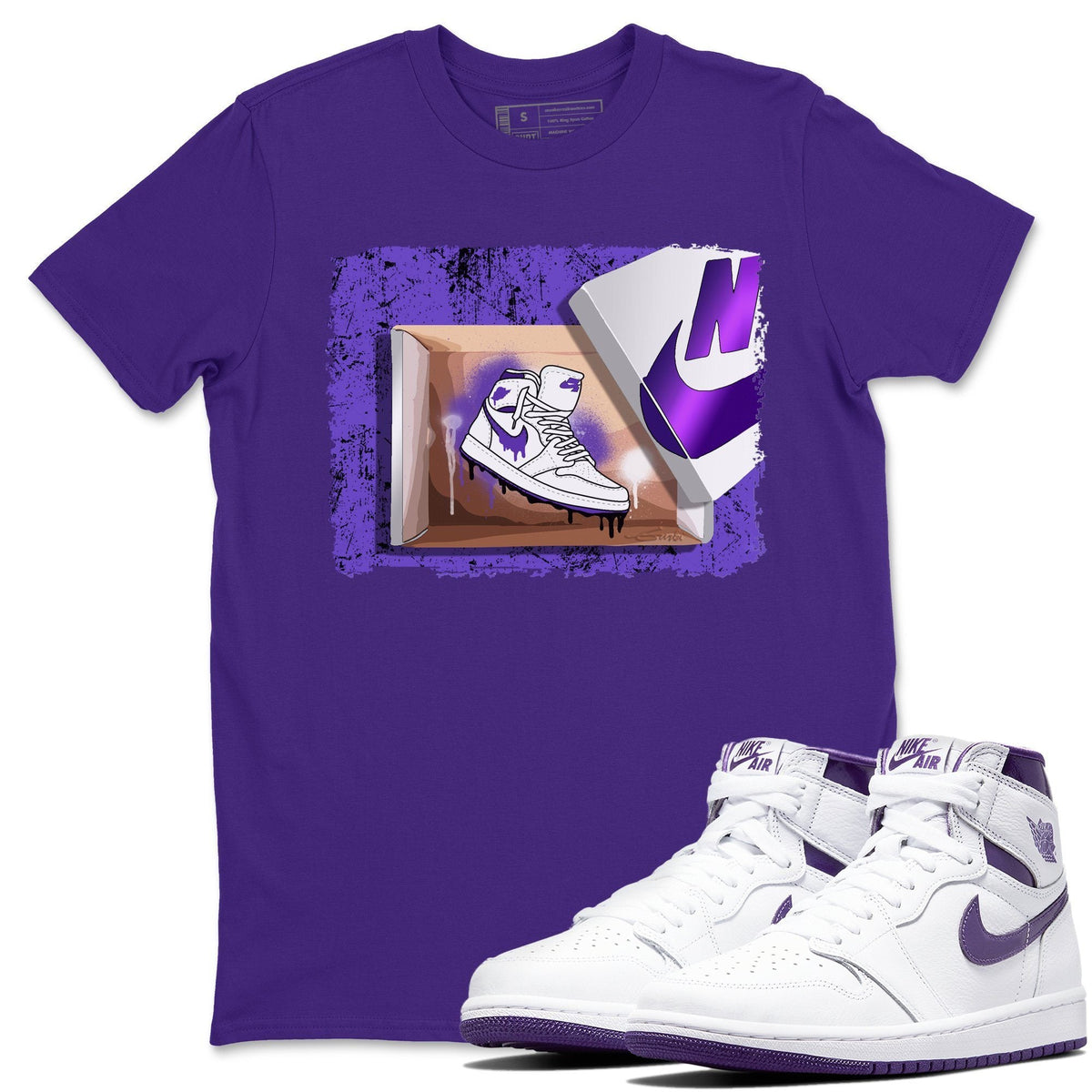 Jordan 1 WMNS Court Purple Shirt To Match Jordans New Kicks Sneaker Tees Jordan 1 WMNS Court Purple Drip Gear Zone Sneaker Matching Clothing Unisex Shirts