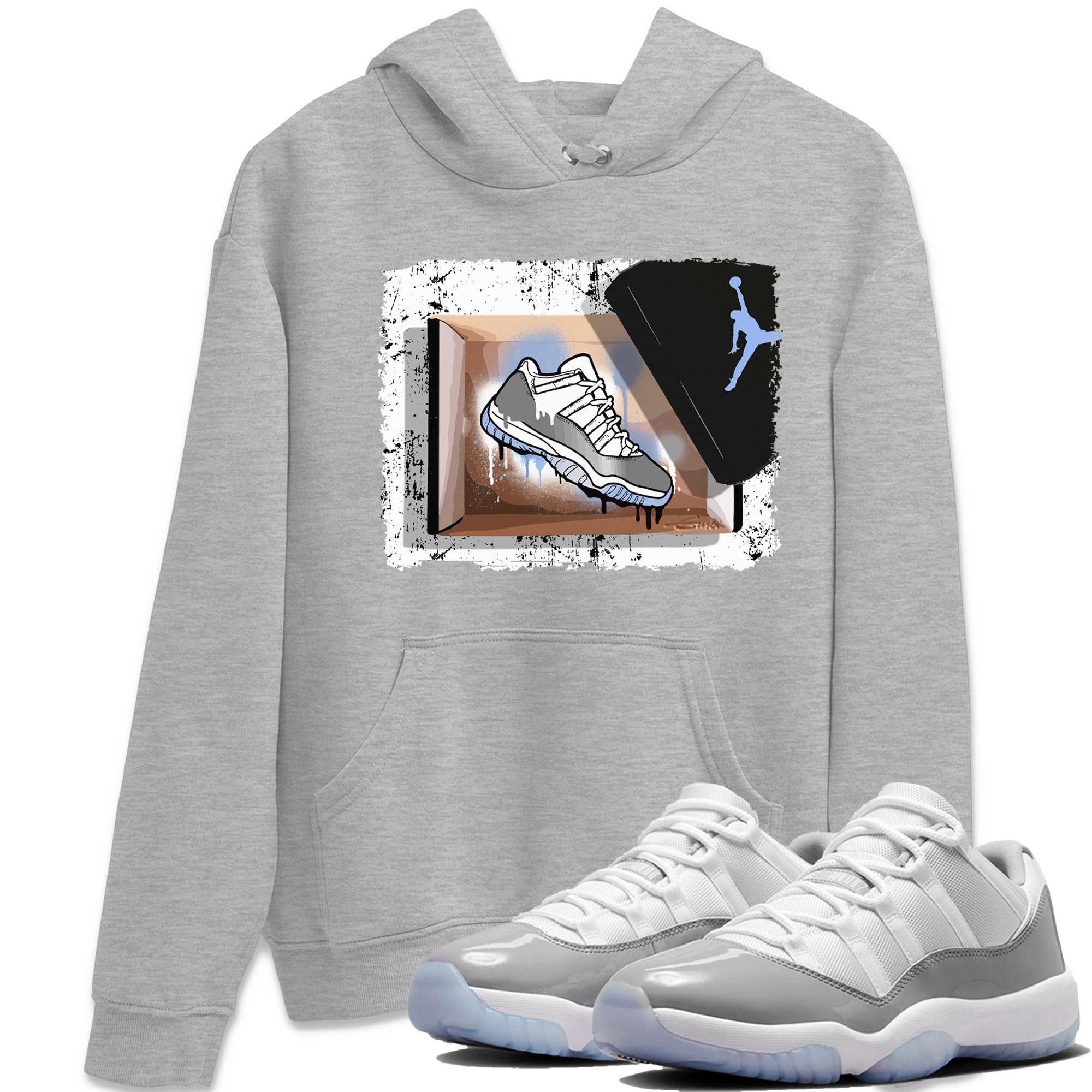 Air Jordan 11 White Cement Sneaker Match Tees New Kicks Streetwear Sneaker Shirt Jordan 11 Retro White Cement Sneaker Release Tees Unisex Shirts Heather Grey 1
