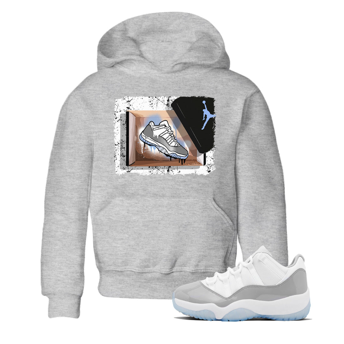 Air Jordan 11 White Cement Sneaker Match Tees New Kicks Streetwear Sneaker Shirt Jordan 11 Retro White Cement Sneaker Release Tees Kids Shirts Heather Grey 1