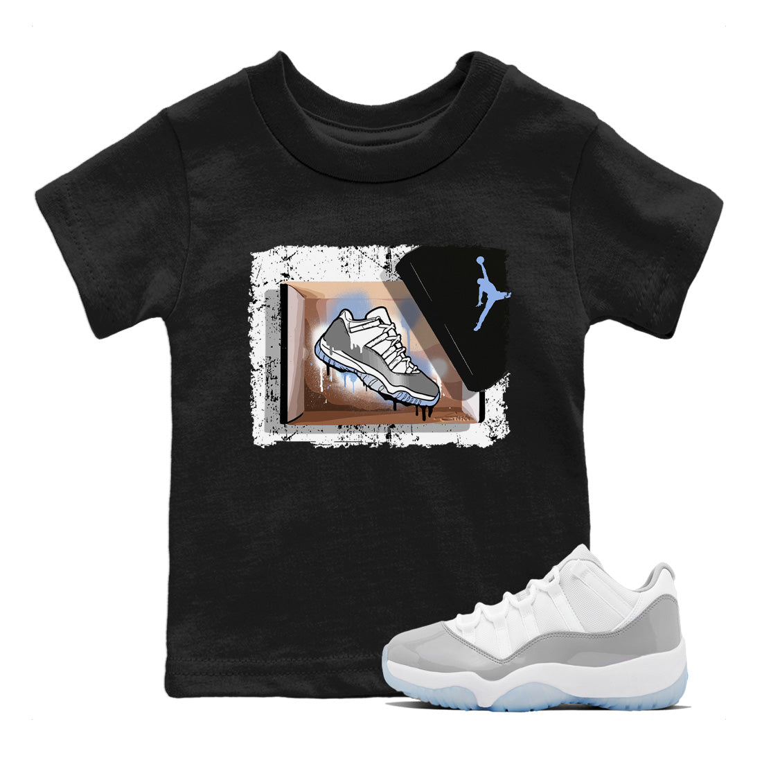 Air Jordan 11 White Cement Sneaker Match Tees New Kicks Streetwear Sneaker Shirt Jordan 11 Retro White Cement Sneaker Release Tees Kids Shirts Black 1