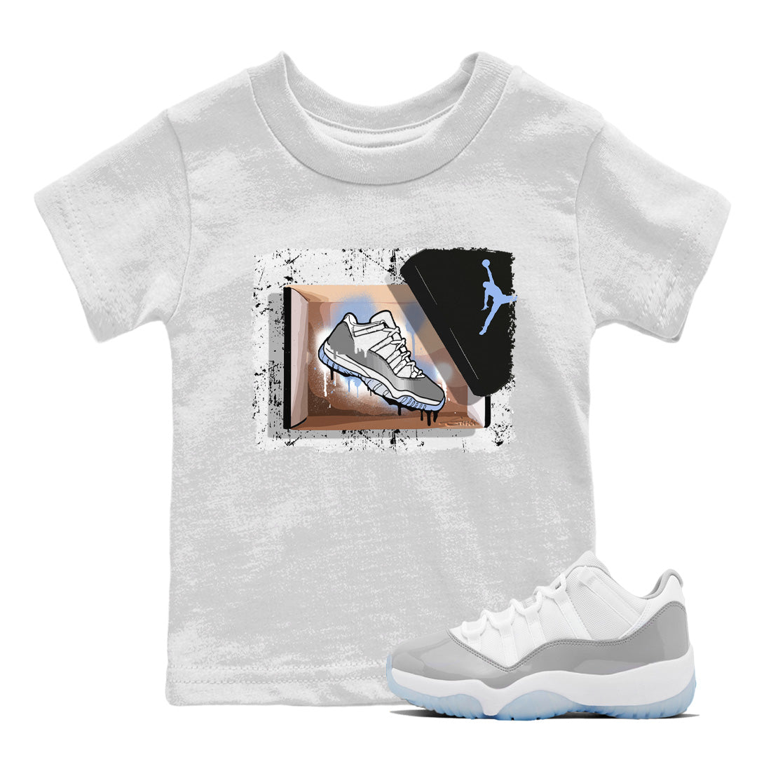 Air Jordan 11 White Cement Sneaker Match Tees New Kicks Streetwear Sneaker Shirt Jordan 11 Retro White Cement Sneaker Release Tees Kids Shirts White 1