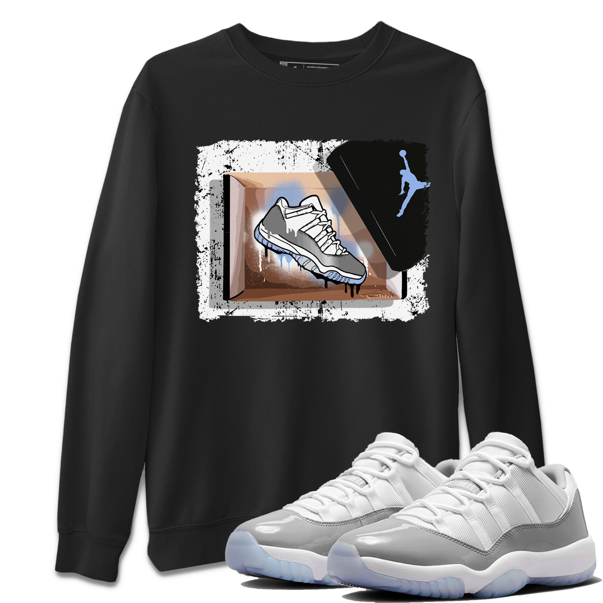 Air Jordan 11 White Cement Sneaker Match Tees New Kicks Streetwear Sneaker Shirt Jordan 11 Retro White Cement Sneaker Release Tees Unisex Shirts Black 1