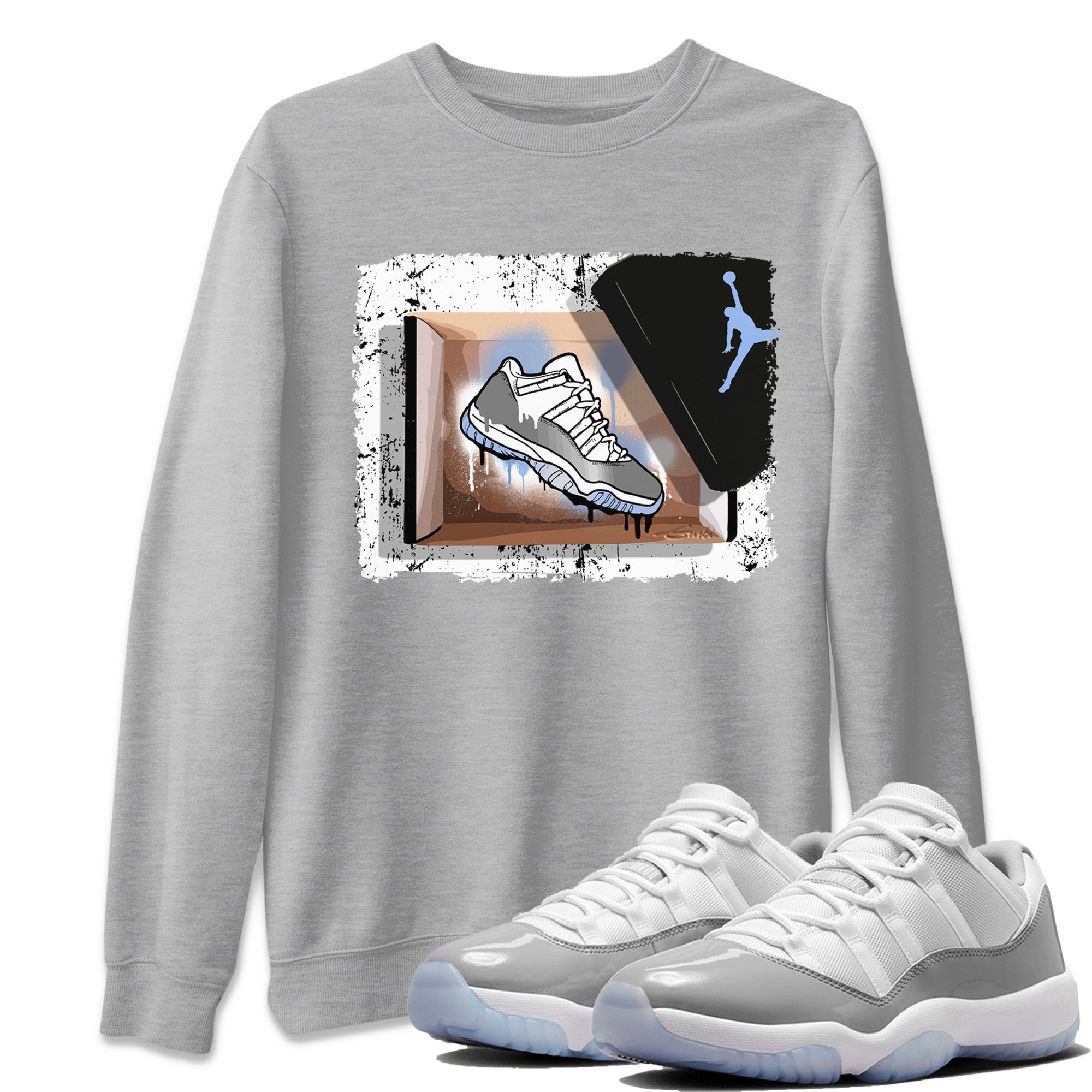 Air Jordan 11 White Cement Sneaker Match Tees New Kicks Streetwear Sneaker Shirt Jordan 11 Retro White Cement Sneaker Release Tees Unisex Shirts Heather Grey 1