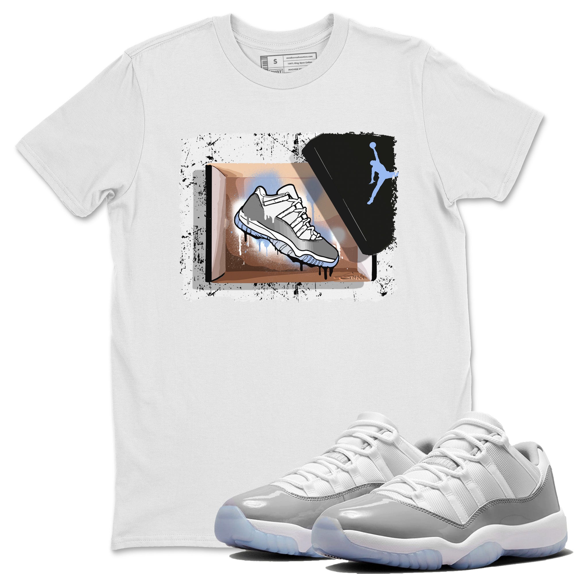 Air Jordan 11 White Cement Sneaker Match Tees New Kicks Streetwear Sneaker Shirt Jordan 11 Retro White Cement Sneaker Release Tees Unisex Shirts White 1