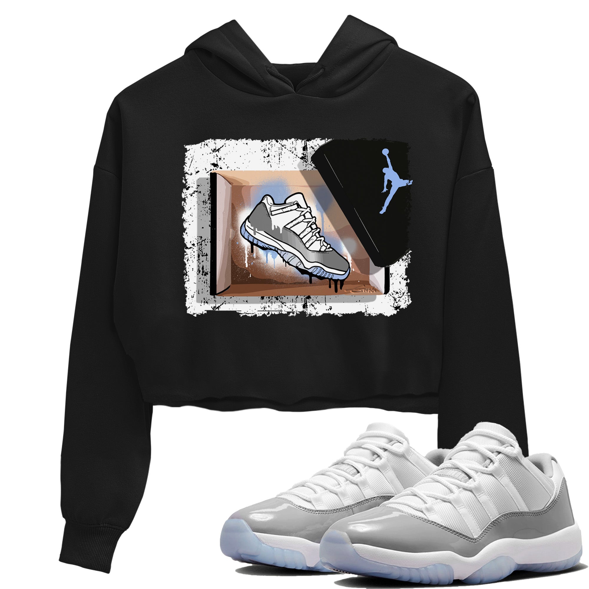 Air Jordan 11 White Cement Sneaker Match Tees New Kicks Streetwear Sneaker Shirt Jordan 11 Retro White Cement Sneaker Release Tees Women's Shirts Black 1