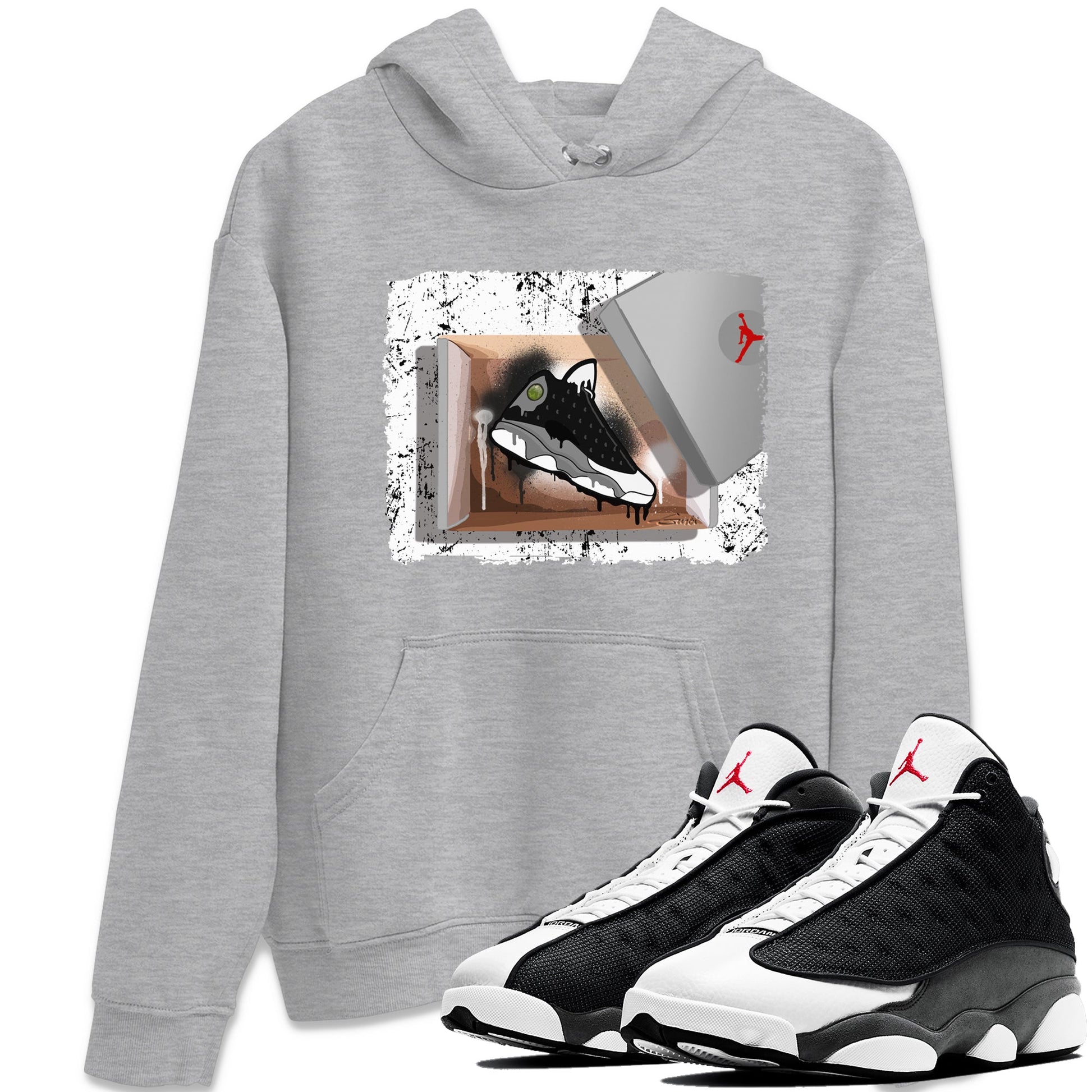 Air Jordan 13 Black Flint Sneaker Match Tees New Kicks Streetwear Sneaker Shirt Air Jordan 13 Retro Black Flint Tee Unisex Shirts Heather Grey 1