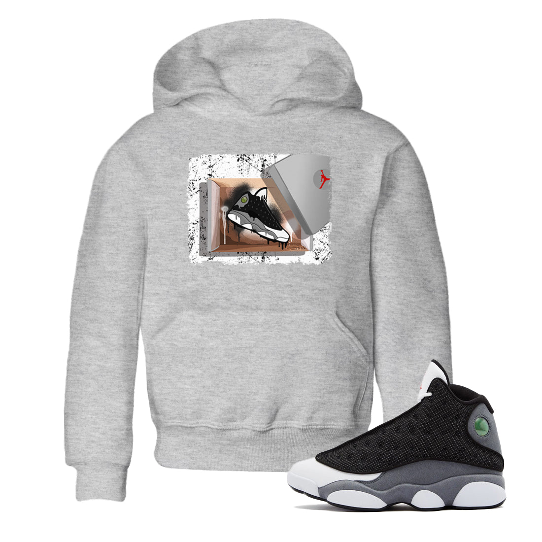 Air Jordan 13 Black Flint Sneaker Match Tees New Kicks Streetwear Sneaker Shirt Air Jordan 13 Retro Black Flint Tee Kids Shirts Heather Grey 1