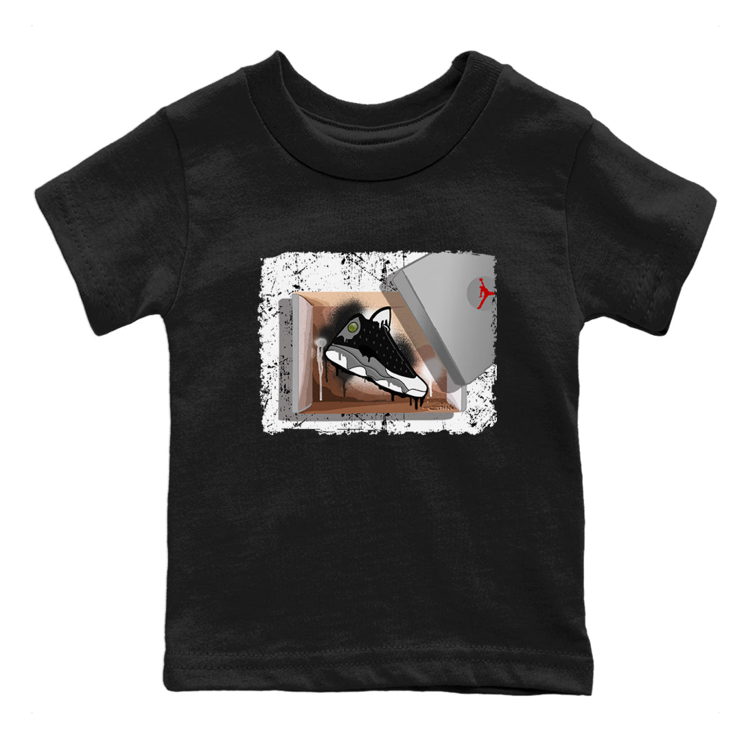 Air Jordan 13 Black Flint Sneaker Match Tees New Kicks Streetwear Sneaker Shirt Air Jordan 13 Retro Black Flint Tee Kids Shirts Black 2