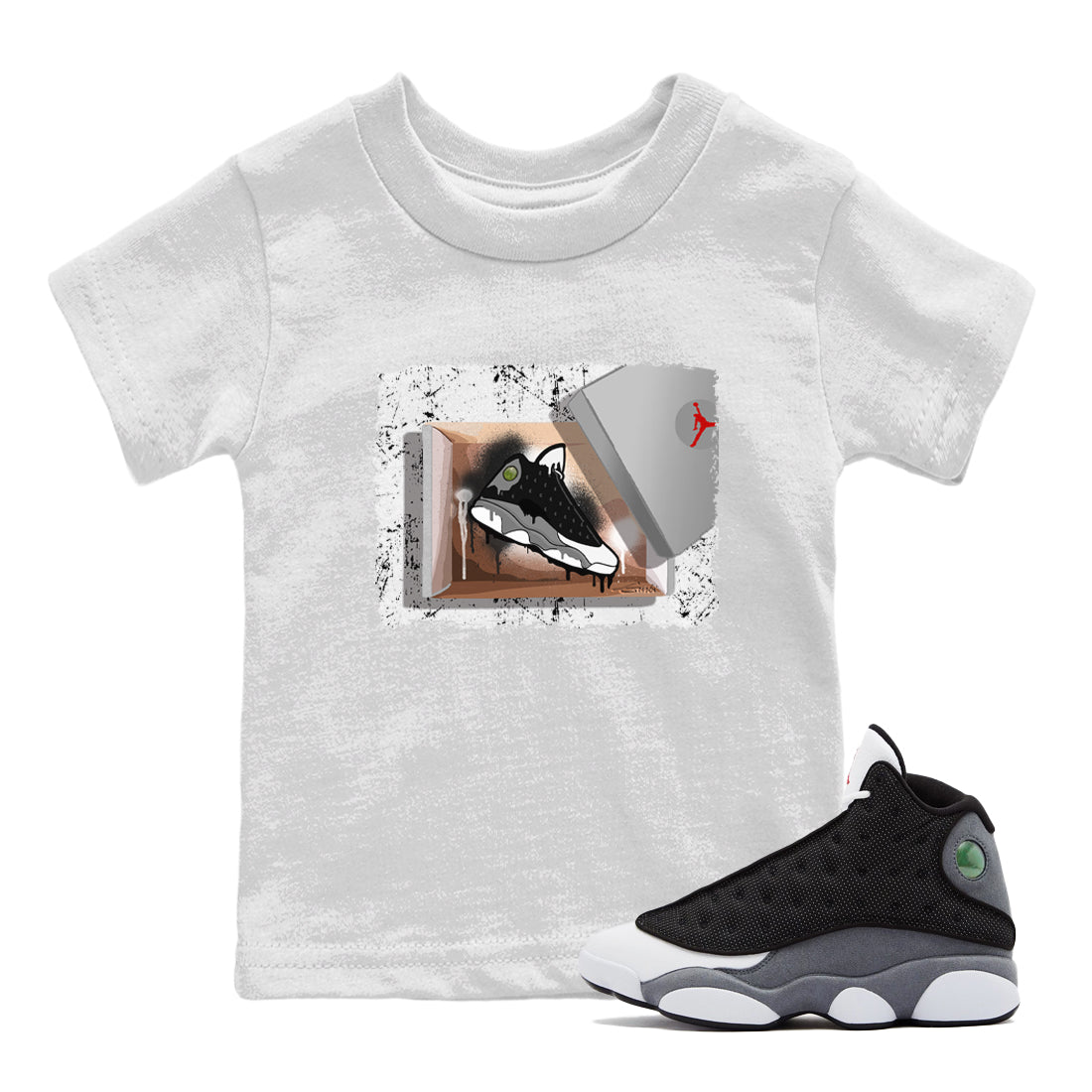 Air Jordan 13 Black Flint Sneaker Match Tees New Kicks Streetwear Sneaker Shirt Air Jordan 13 Retro Black Flint Tee Kids Shirts White 1
