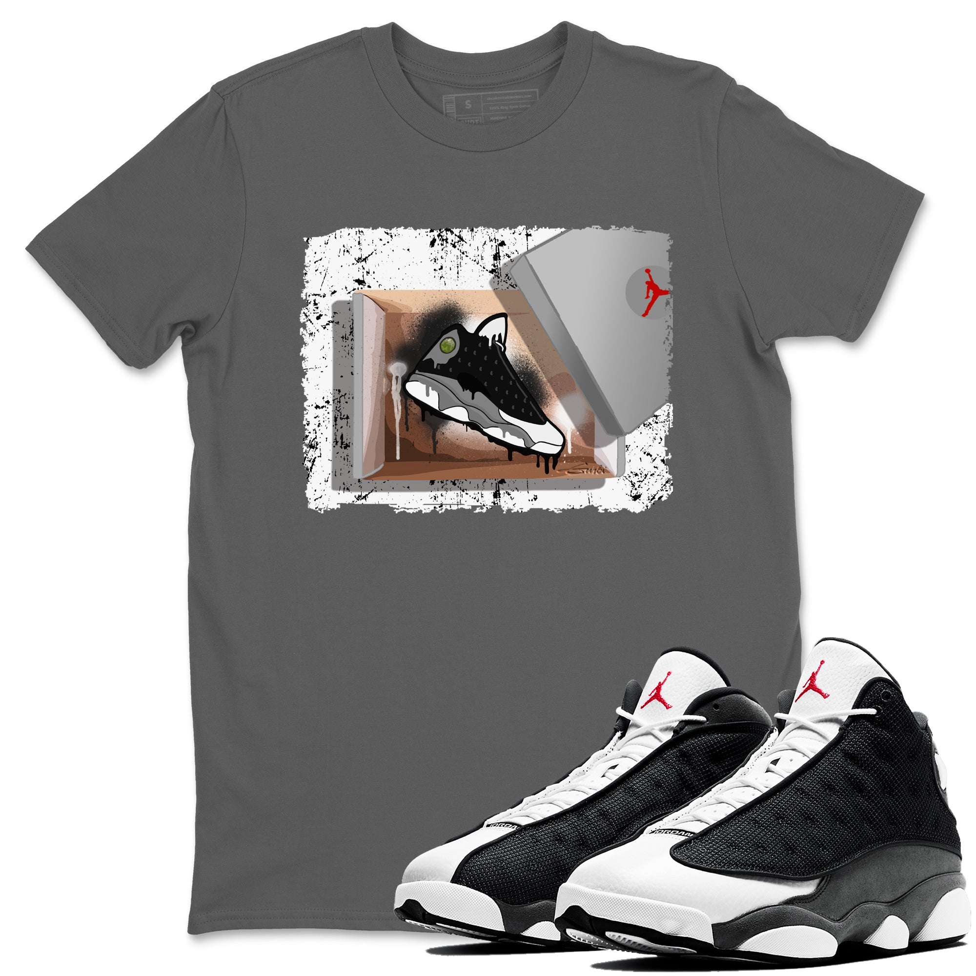 Air Jordan 13 Black Flint New Kicks Crew Neck Streetwear Sneaker Shirt Air Jordan 13 Black Flint Sneaker T-Shirts Washing and Care Tip