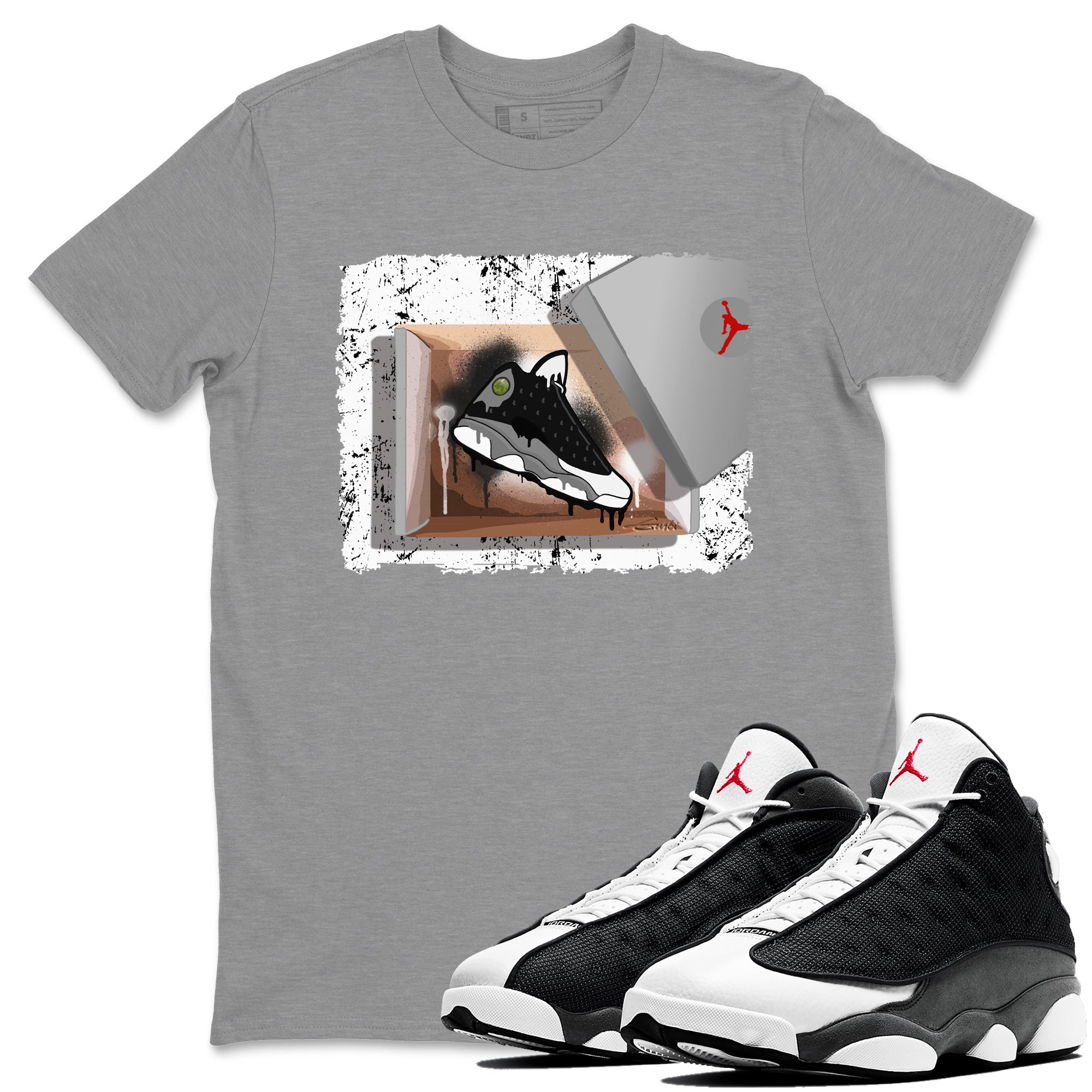 Air Jordan 13 Black Flint New Kicks Crew Neck Streetwear Sneaker Shirt Air Jordan 13 Black Flint Sneaker T-Shirts Size Chart