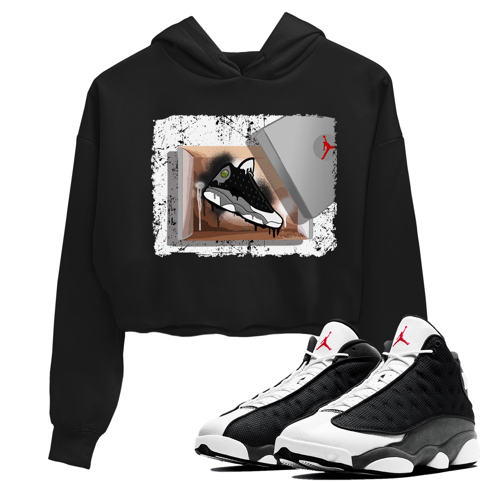 Air Jordan 13 Black Flint Sneaker Match Tees New Kicks Streetwear Sneaker Shirt Air Jordan 13 Retro Black Flint Tee Women's Shirts Black 1