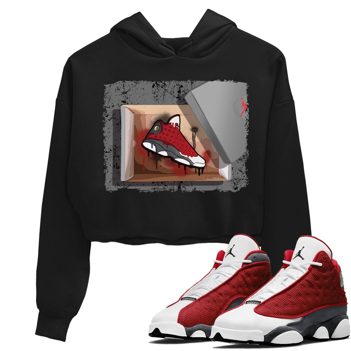 Jordan 13 Red Flint Sneaker Matching T-Shirt New Kicks Sneaker Tees Jordan 13 Red Flint Sneaker Release Tees Women's Shirts