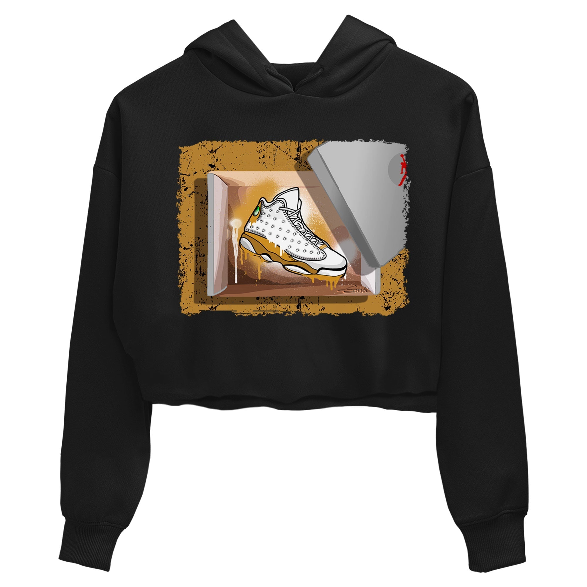 Air Jordan 13 Retro Wheat shirt to match jordans New Kicks Streetwear Sneaker Shirt Air Jordan 13 Wheat Drip Gear Zone Sneaker Matching Clothing Black 2 Crop T-Shirt