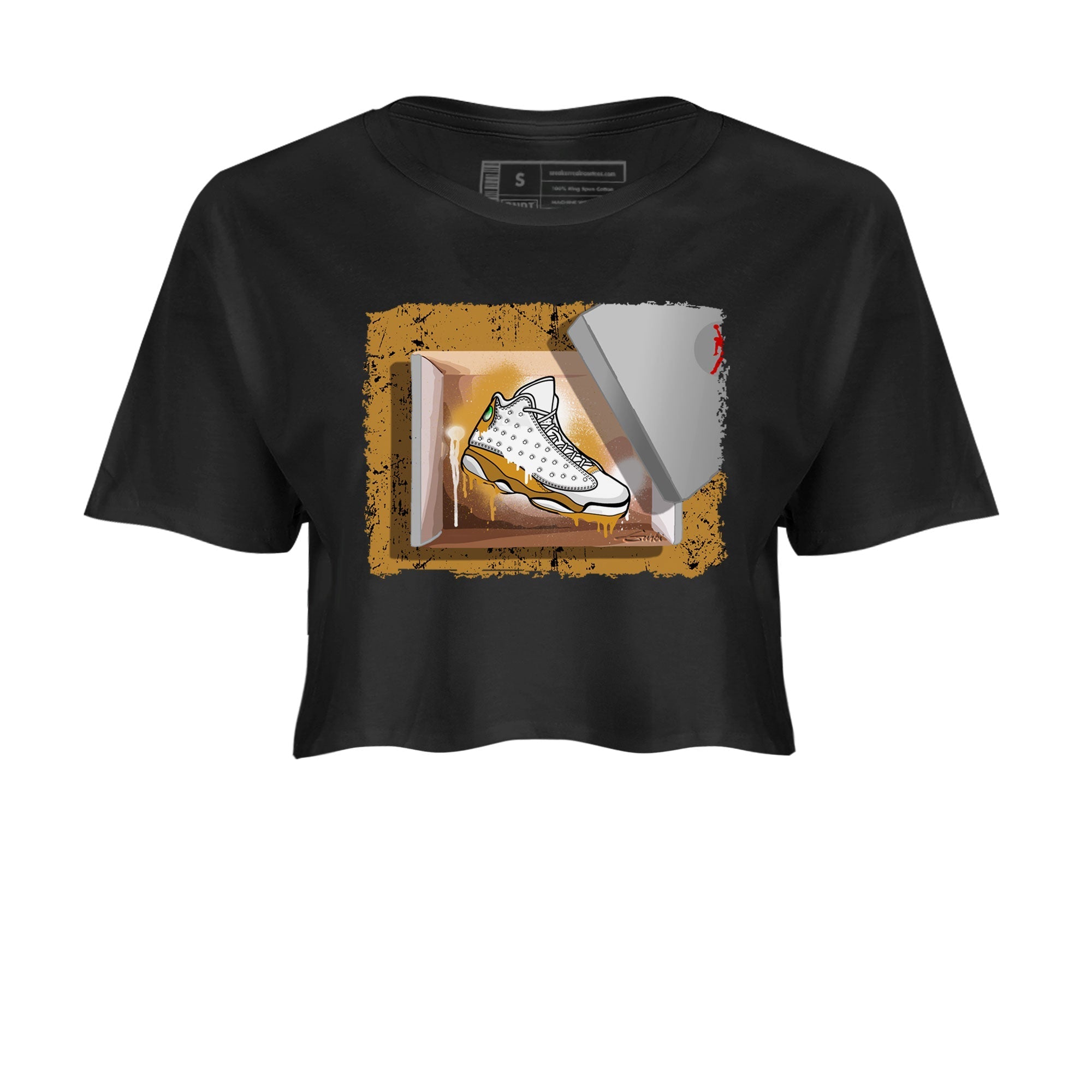 Air Jordan 13 Retro Wheat shirt to match jordans New Kicks Streetwear Sneaker Shirt Air Jordan 13 Wheat Drip Gear Zone Sneaker Matching Clothing Black 2 Crop T-Shirt