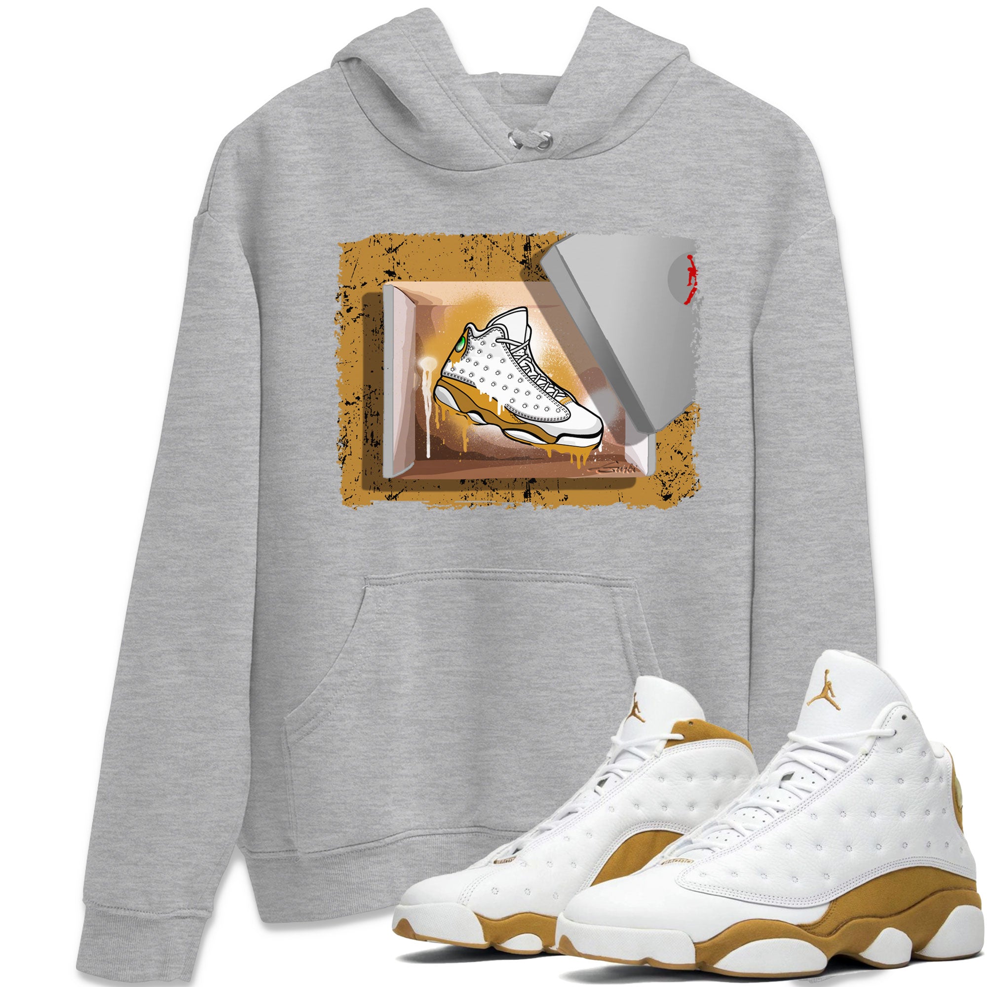 Air Jordan 13 Retro Wheat shirt to match jordans New Kicks Streetwear Sneaker Shirt Air Jordan 13 Wheat Drip Gear Zone Sneaker Matching Clothing Unisex Heather Grey 1 T-Shirt