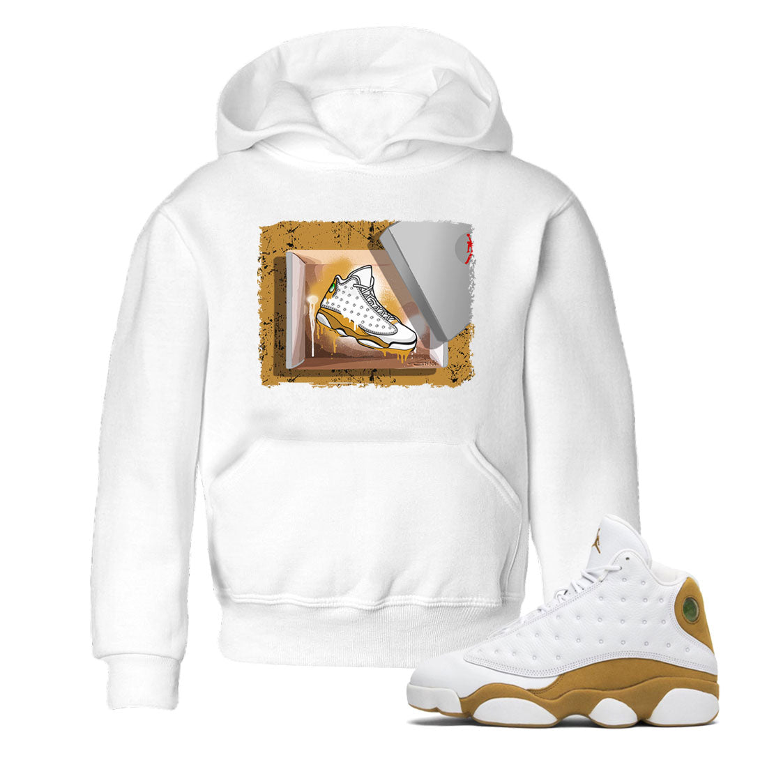 Air Jordan 13 Retro Wheat shirt to match jordans New Kicks Streetwear Sneaker Shirt Air Jordan 13 Wheat Drip Gear Zone Sneaker Matching Clothing Baby Toddler White 1 T-Shirt