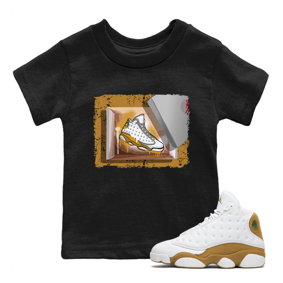 Air Jordan 13 Retro Wheat shirt to match jordans New Kicks Streetwear Sneaker Shirt Air Jordan 13 Wheat Drip Gear Zone Sneaker Matching Clothing Baby Toddler Black 1 T-Shirt