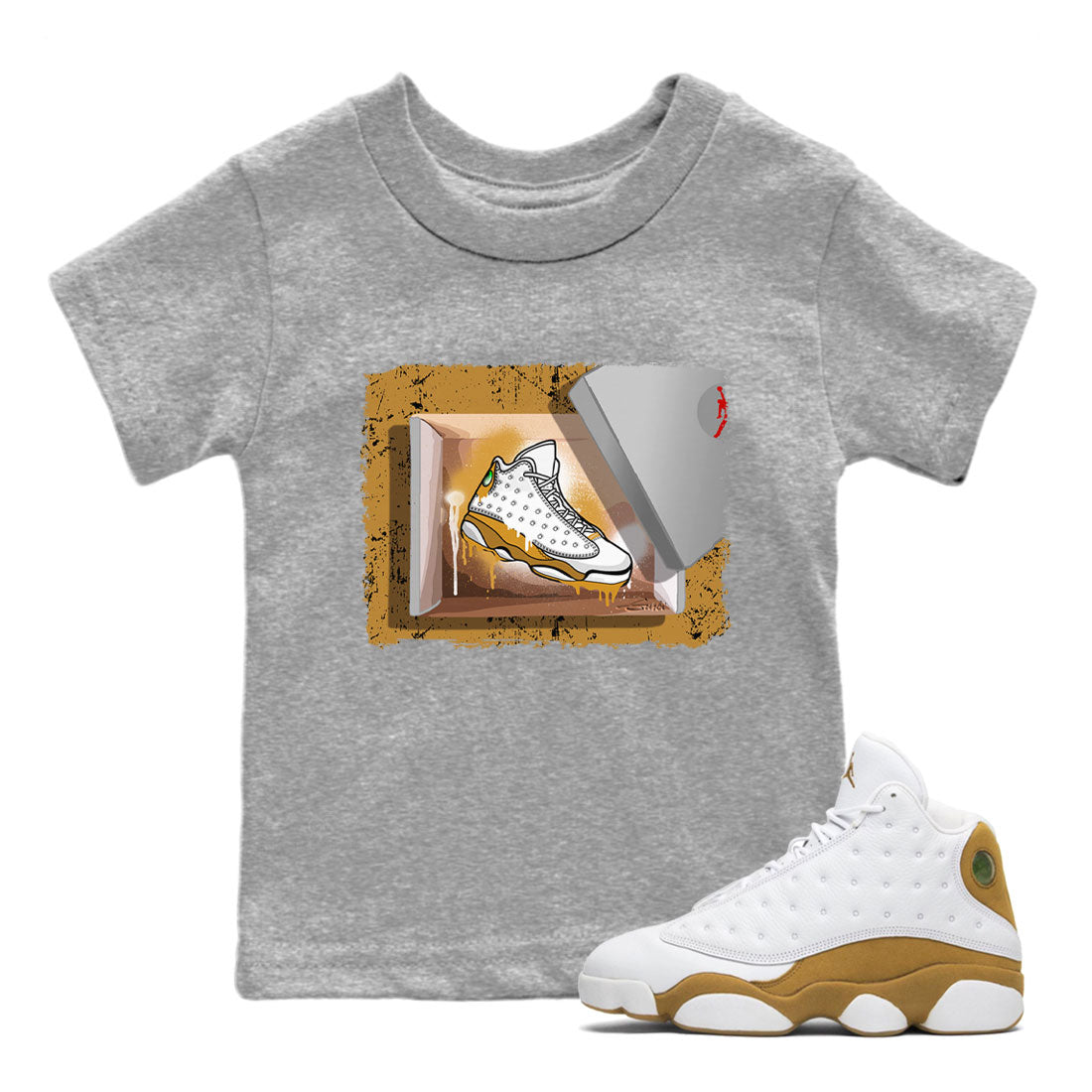 Air Jordan 13 Retro Wheat shirt to match jordans New Kicks Streetwear Sneaker Shirt Air Jordan 13 Wheat Drip Gear Zone Sneaker Matching Clothing Baby Toddler Heather Grey 1 T-Shirt