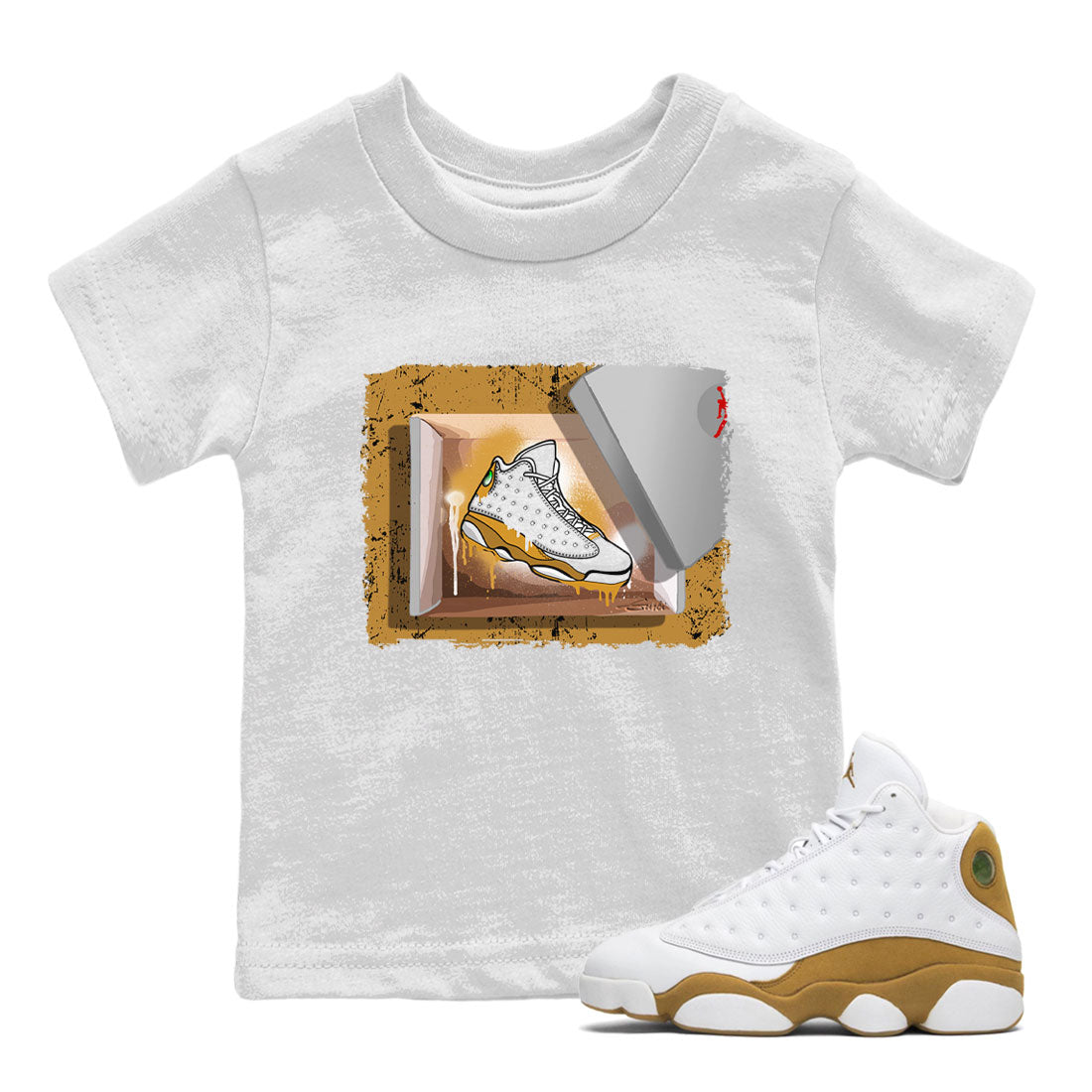 Air Jordan 13 Retro Wheat shirt to match jordans New Kicks Streetwear Sneaker Shirt Air Jordan 13 Wheat Drip Gear Zone Sneaker Matching Clothing Baby Toddler White 1 T-Shirt