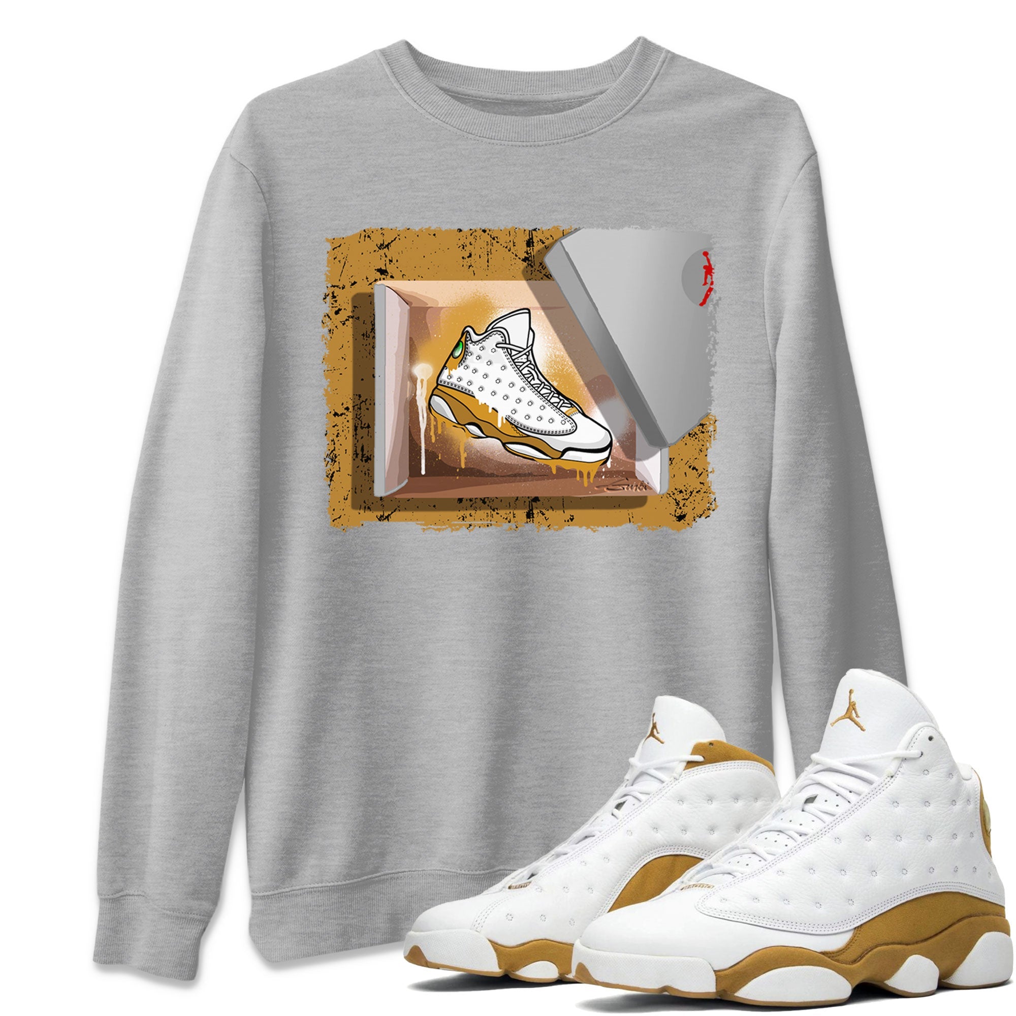 Air Jordan 13 Retro Wheat shirt to match jordans New Kicks Streetwear Sneaker Shirt Air Jordan 13 Wheat Drip Gear Zone Sneaker Matching Clothing Unisex Heather Grey 1 T-Shirt