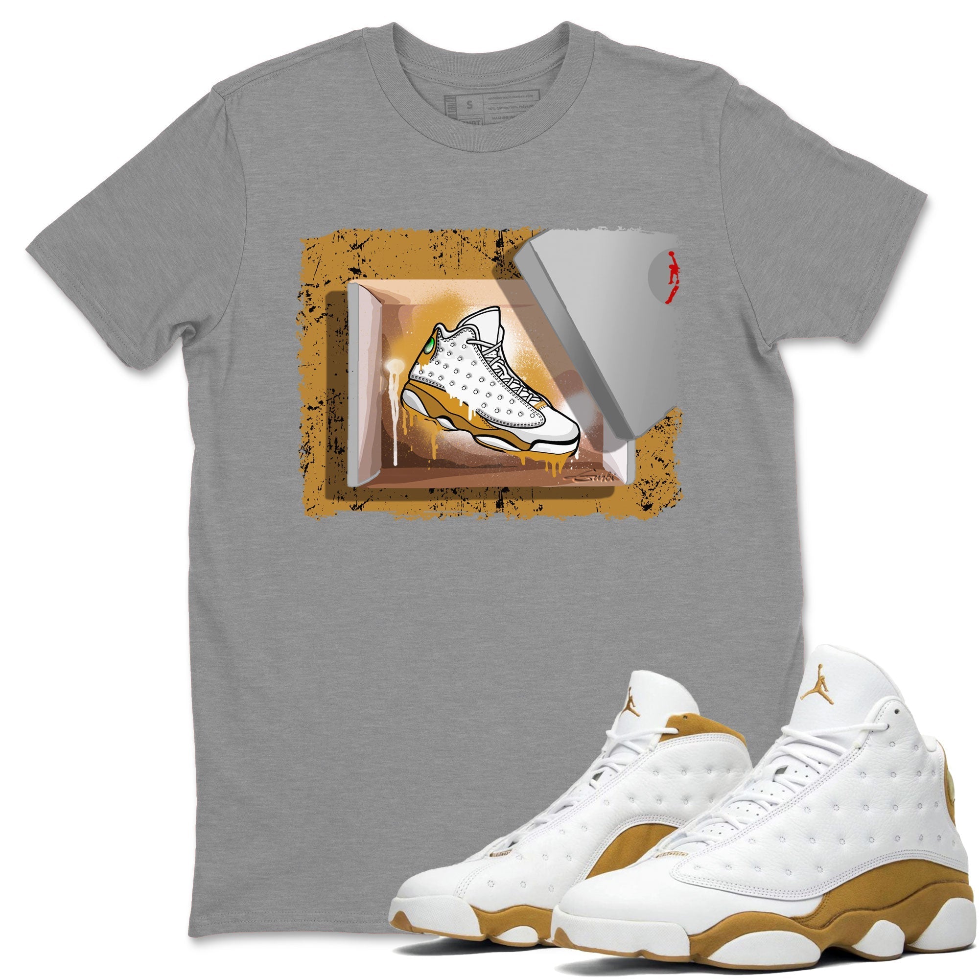 Air Jordan 13 Retro Wheat shirt to match jordans New Kicks Streetwear Sneaker Shirt Air Jordan 13 Wheat Drip Gear Zone Sneaker Matching Clothing Unisex Heather Grey 1 T-Shirt