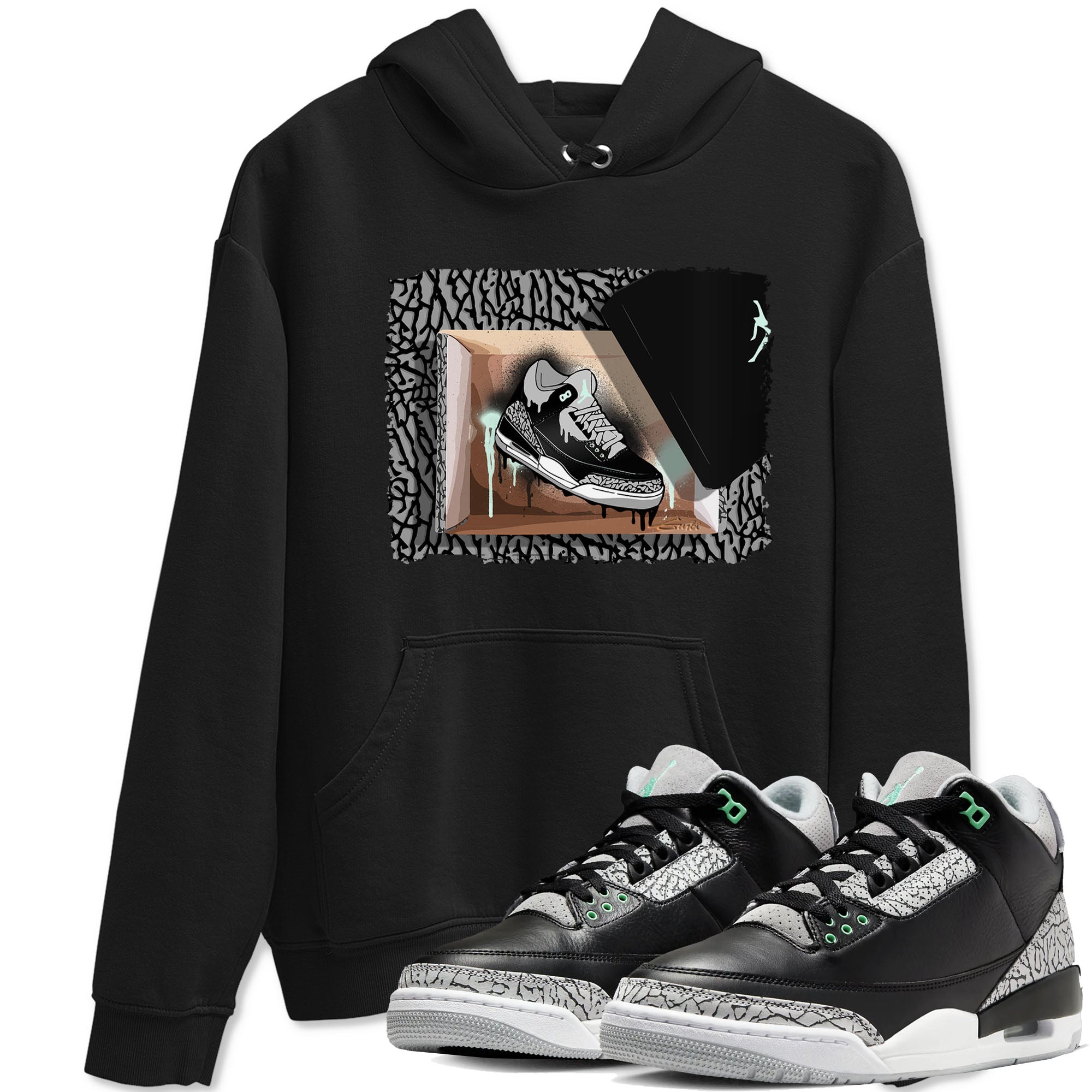 3s Green Glow shirt to match jordans New Kicks sneaker tees Air Jordan 3 Retro Green Glow Drip Gear Zone unisex cotton Black 1 crew neck shirt
