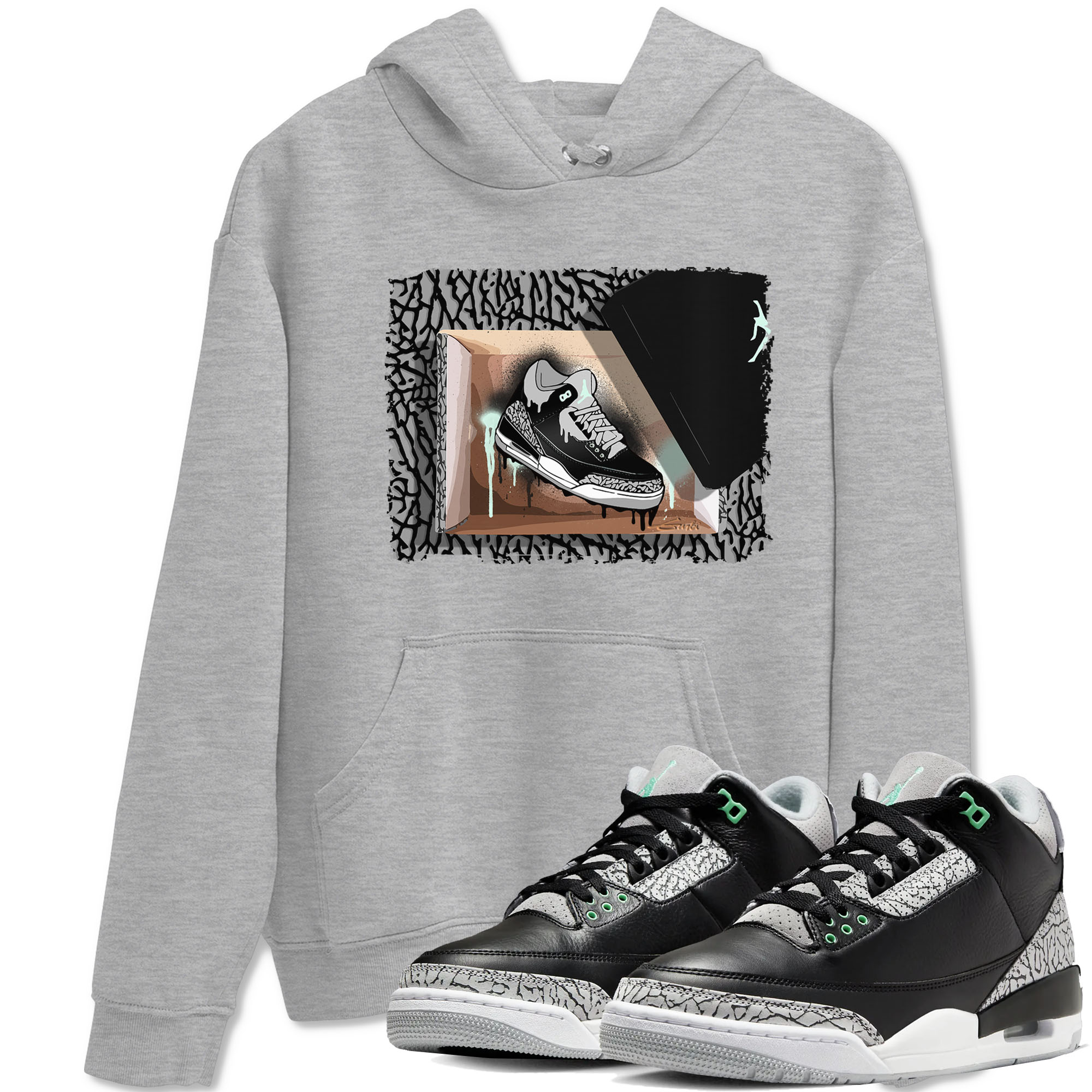 3s Green Glow shirt to match jordans New Kicks sneaker tees Air Jordan 3 Retro Green Glow Drip Gear Zone unisex cotton Heather Grey 1 crew neck shirt