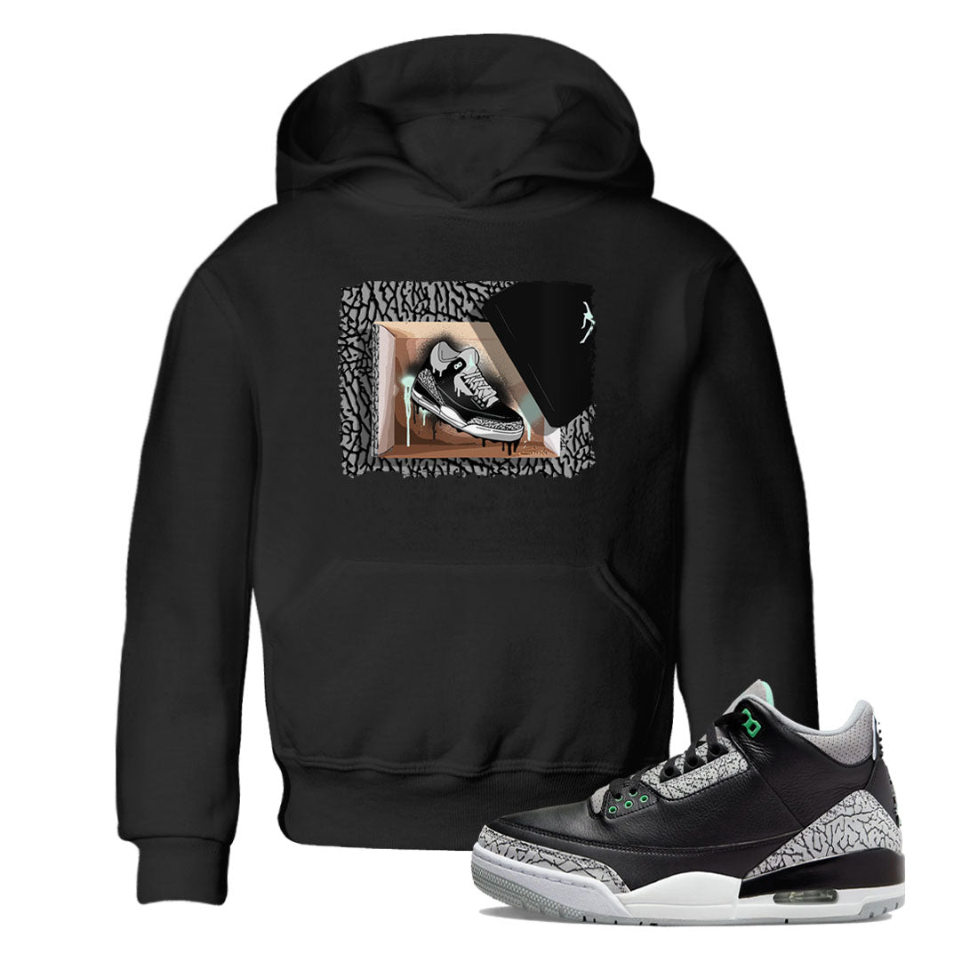 3s Green Glow shirt to match jordans New Kicks sneaker tees Air Jordan 3 Retro Green Glow Drip Gear Zone baby toddler Black 1 cotton Shirt