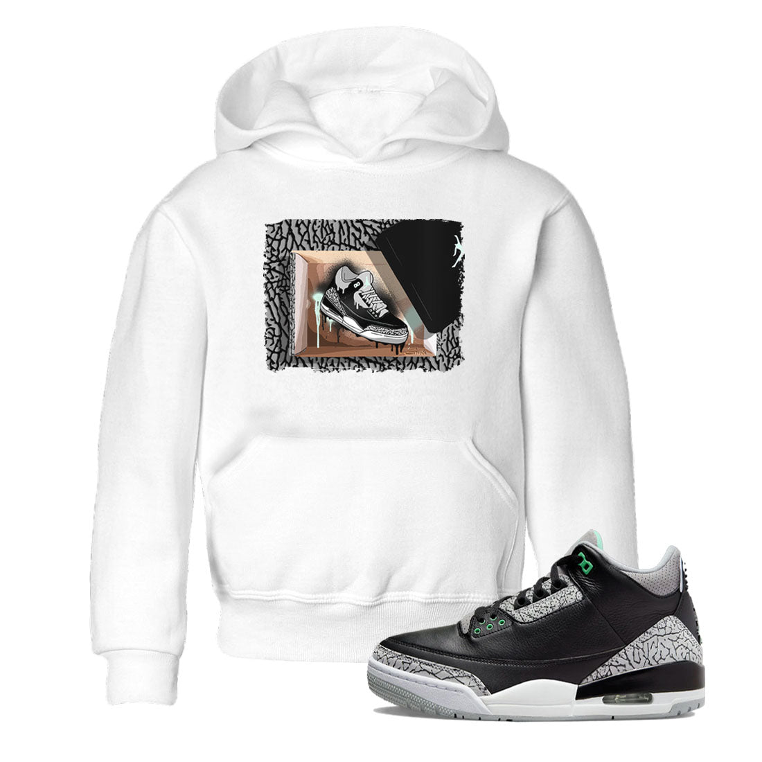 3s Green Glow shirt to match jordans New Kicks sneaker tees Air Jordan 3 Retro Green Glow Drip Gear Zone baby toddler White 1 cotton Shirt