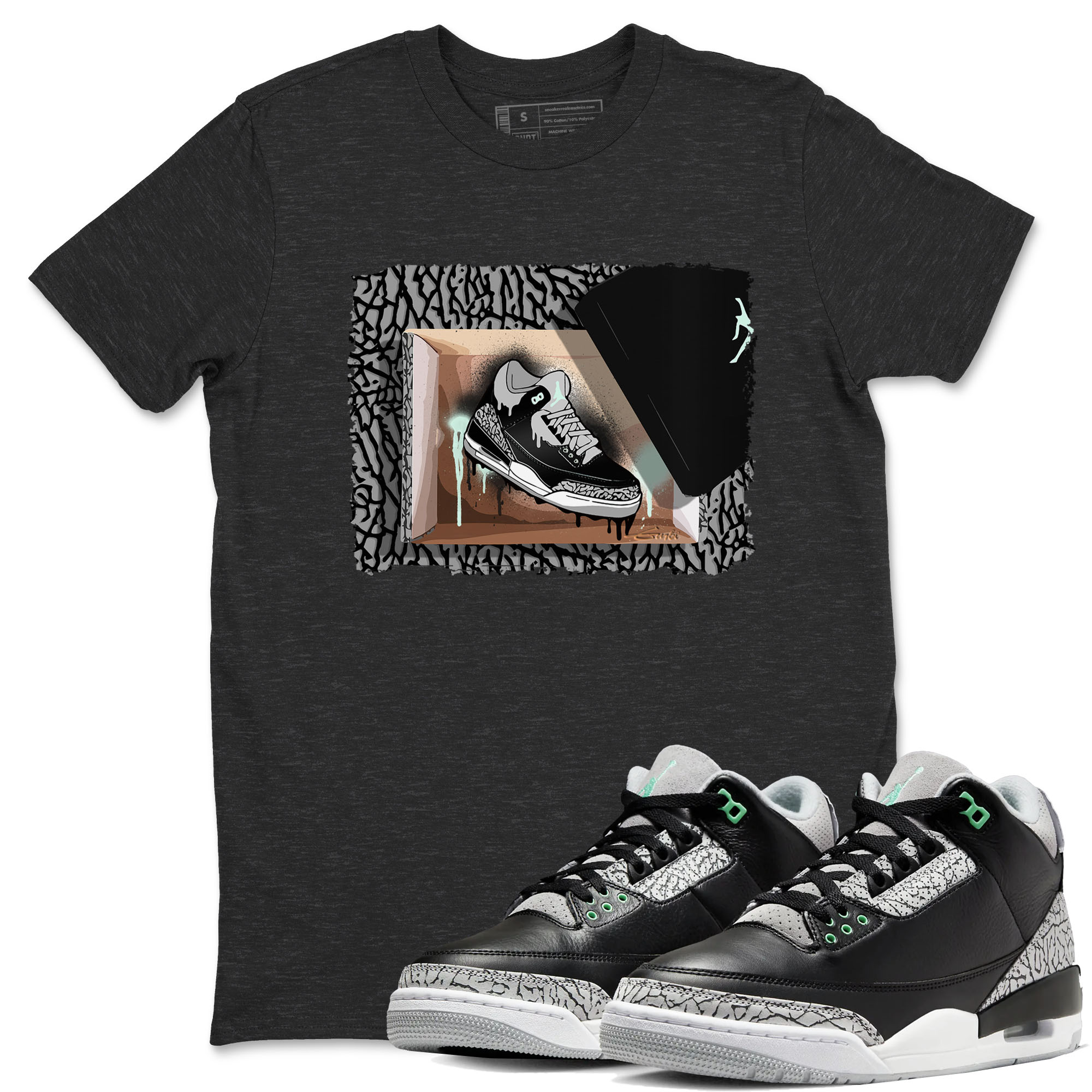 3s Green Glow shirt to match jordans New Kicks sneaker tees Air Jordan 3 Retro Green Glow Drip Gear Zone unisex cotton Charcoal Heather 1 crew neck shirt