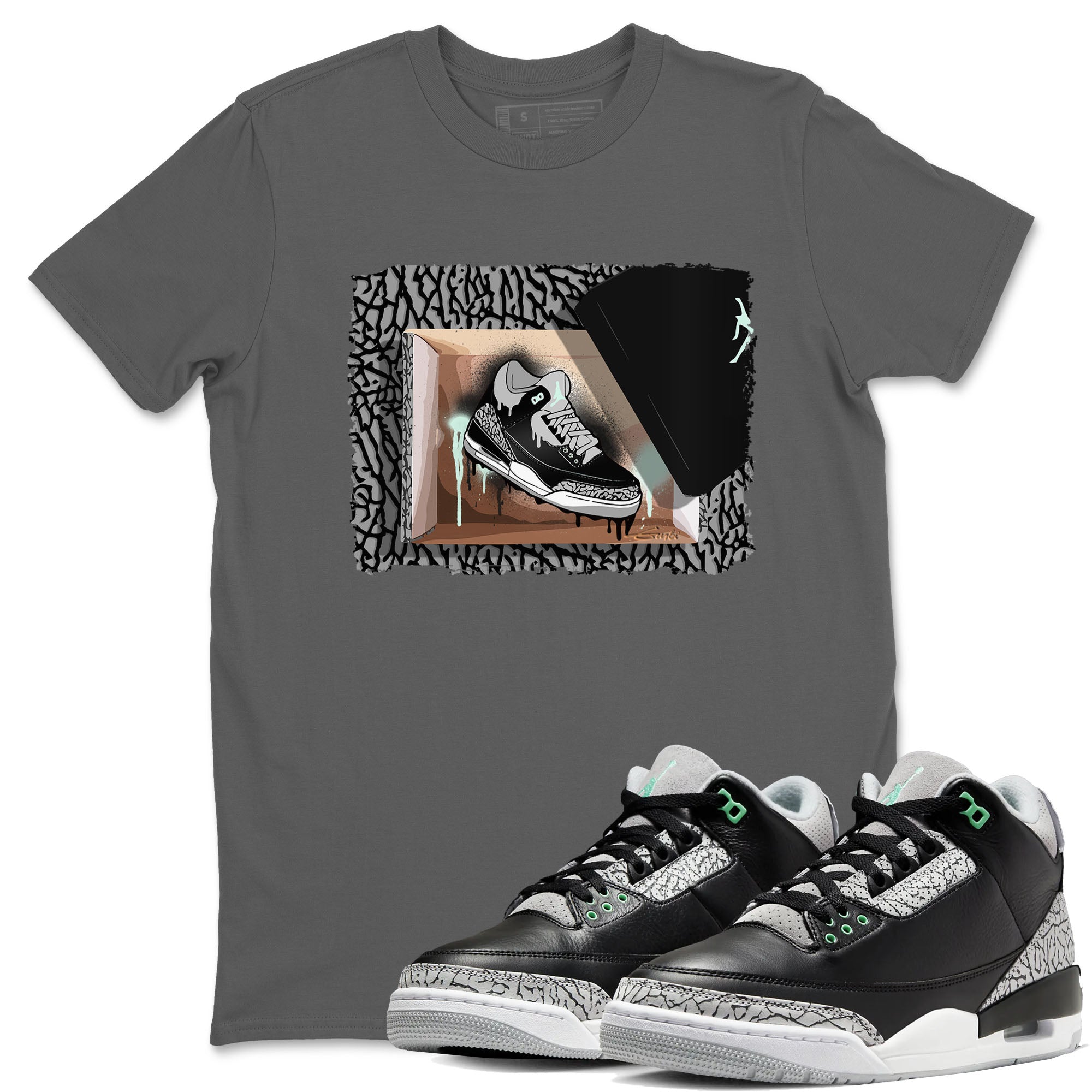 3s Green Glow shirt to match jordans New Kicks sneaker tees Air Jordan 3 Retro Green Glow Drip Gear Zone unisex cotton Cool Grey 1 crew neck shirt
