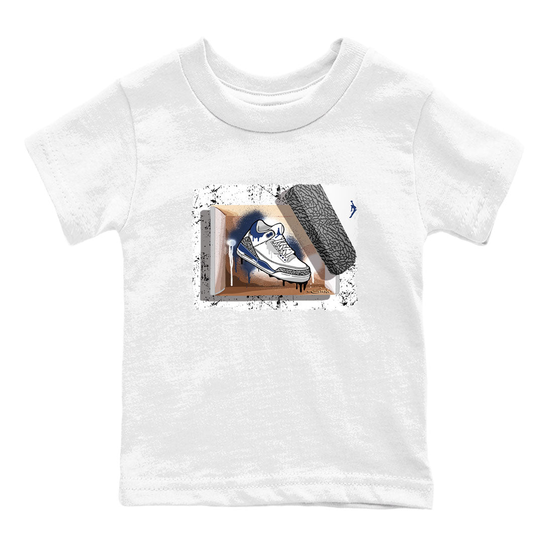 AJ3 Midnight Navy shirt to match jordans New Kicks sneaker match t-shirt 3s Midnight Navy Drip Gear Zone baby toddler White 2 cotton sneaker tee