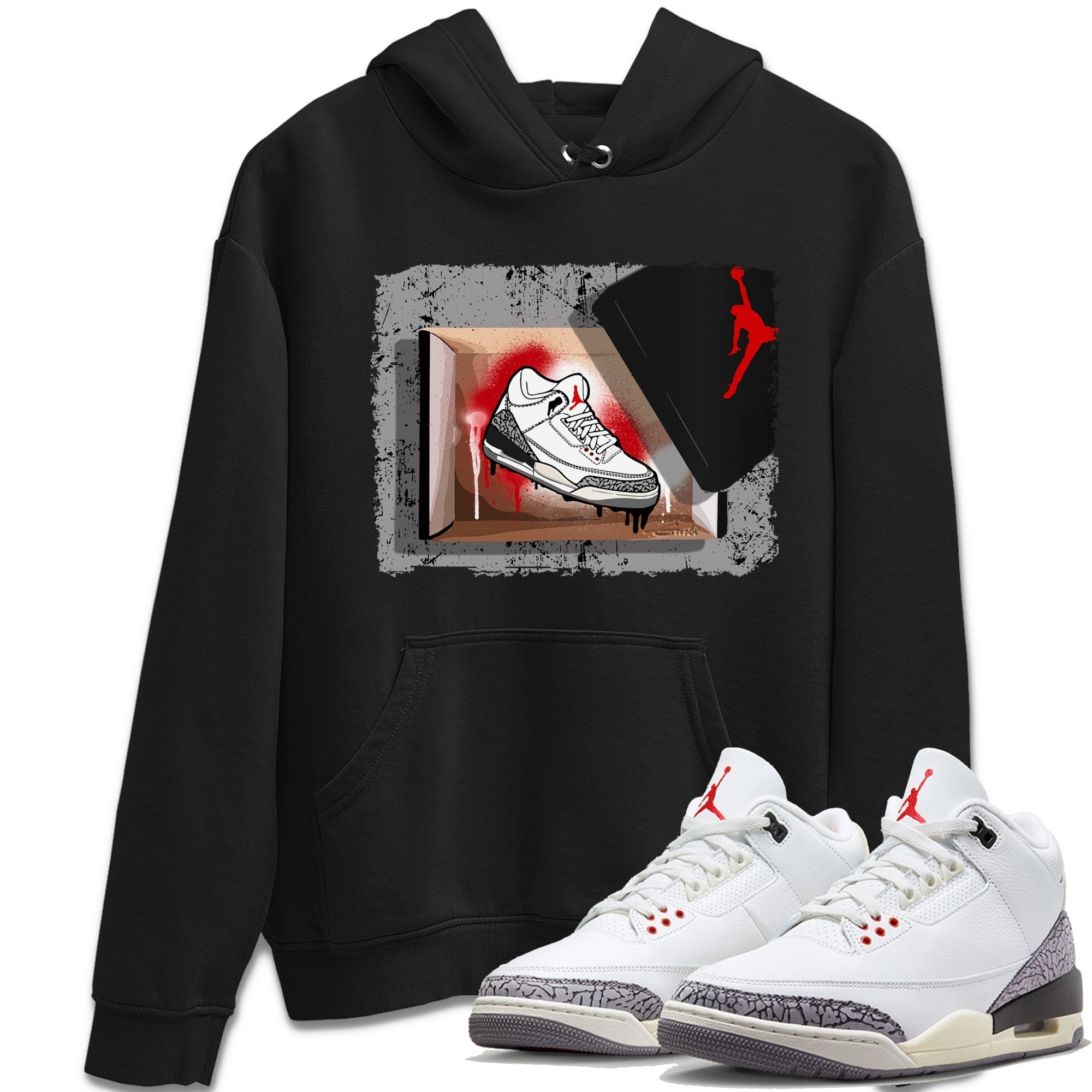 Air Jordan 3 White Cement Shirt To Match Jordans New Kicks Sneaker Tees Air Jordan 3 Retro White Cement Drip Gear Zone Sneaker Matching Clothing Unisex Shirts Black 1