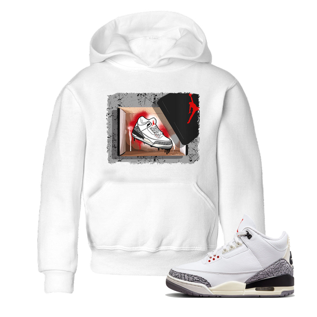 Air Jordan 3 White Cement Shirt To Match Jordans New Kicks Sneaker Tees Air Jordan 3 Retro White Cement Drip Gear Zone Sneaker Matching Clothing Kids Shirts White 1