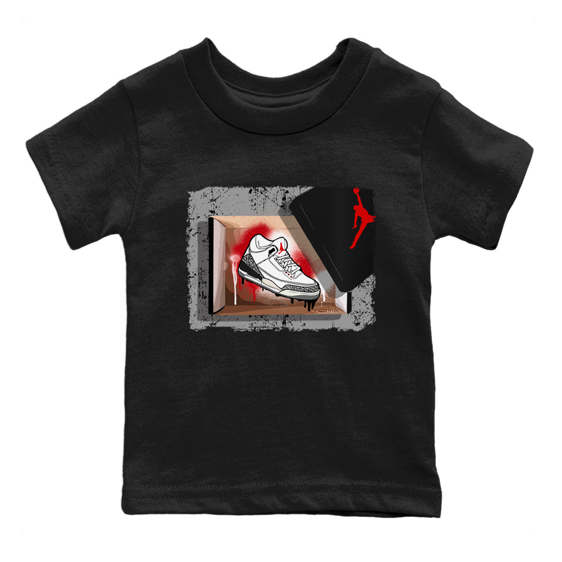 Air Jordan 3 White Cement Shirt To Match Jordans New Kicks Sneaker Tees Air Jordan 3 Retro White Cement Drip Gear Zone Sneaker Matching Clothing Kids Shirts Black 2
