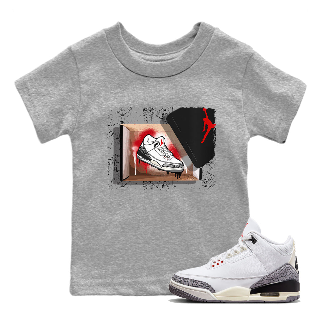Air Jordan 3 White Cement New Kicks Baby and Kids Sneaker Tees Air Jordan 3 Retro White Cement Kids Sneaker Tees Size Chart