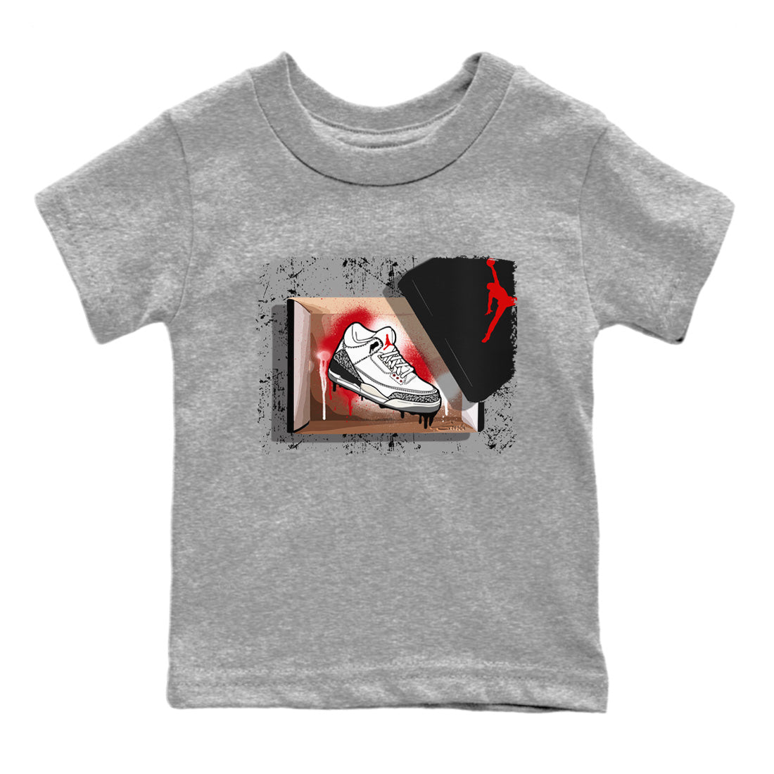 Air Jordan 3 White Cement Shirt To Match Jordans New Kicks Sneaker Tees Air Jordan 3 Retro White Cement Drip Gear Zone Sneaker Matching Clothing Kids Shirts Heather Grey 2