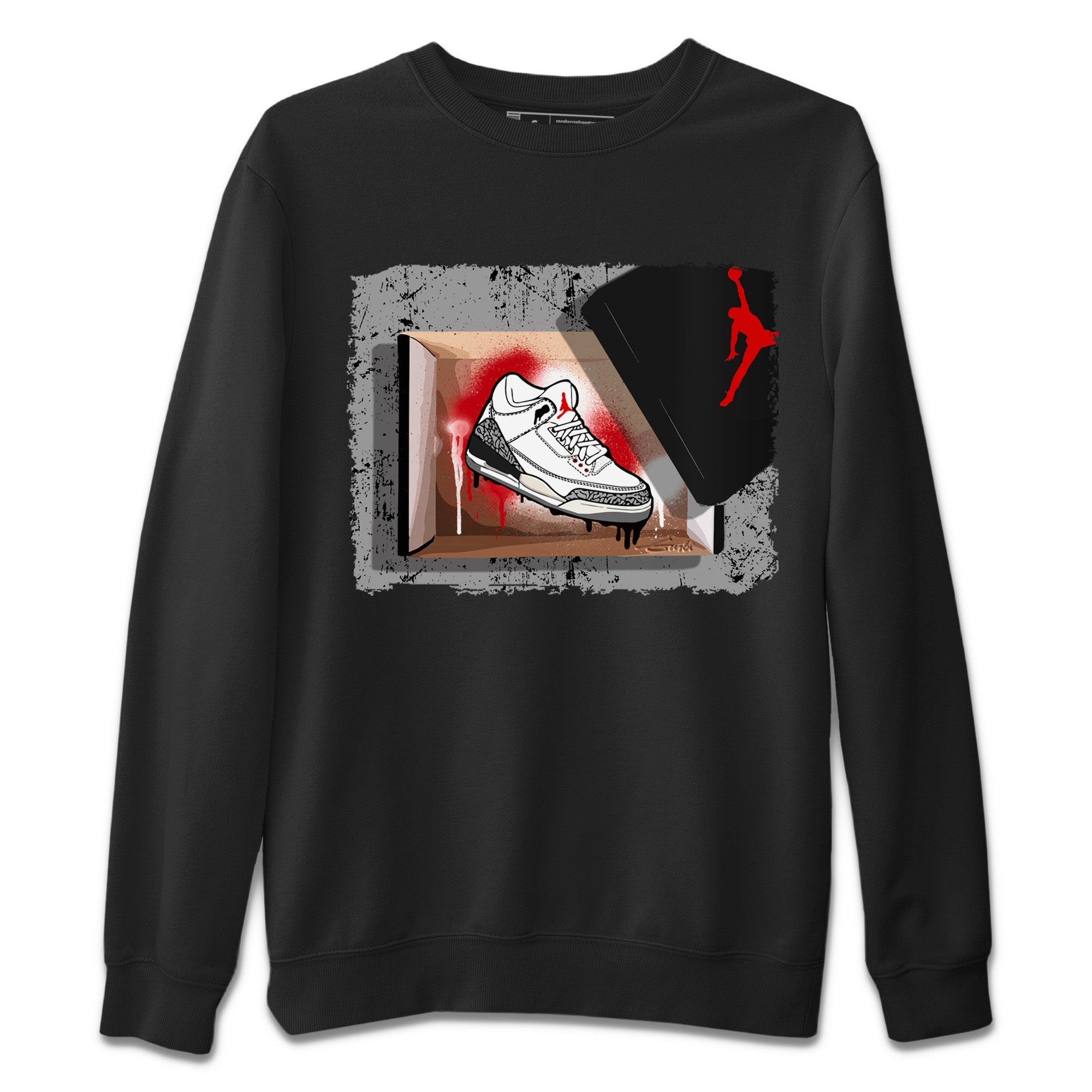 Air Jordan 3 White Cement Shirt To Match Jordans New Kicks Sneaker Tees Air Jordan 3 Retro White Cement Drip Gear Zone Sneaker Matching Clothing Unisex Shirts Black 2