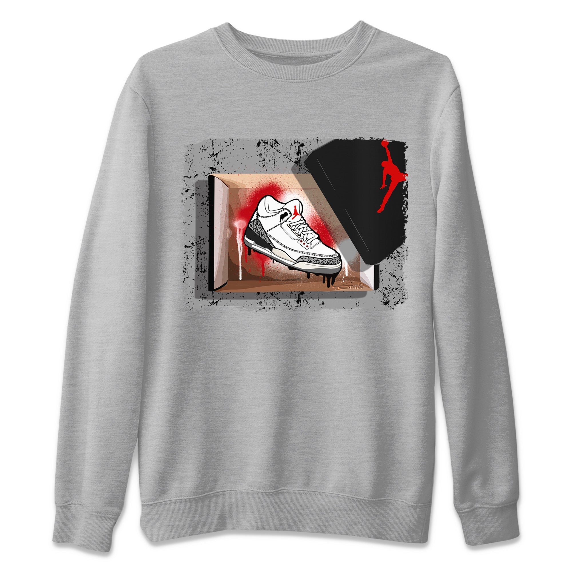 Air Jordan 3 White Cement Shirt To Match Jordans New Kicks Sneaker Tees Air Jordan 3 Retro White Cement Drip Gear Zone Sneaker Matching Clothing Unisex Shirts Heather Grey 2